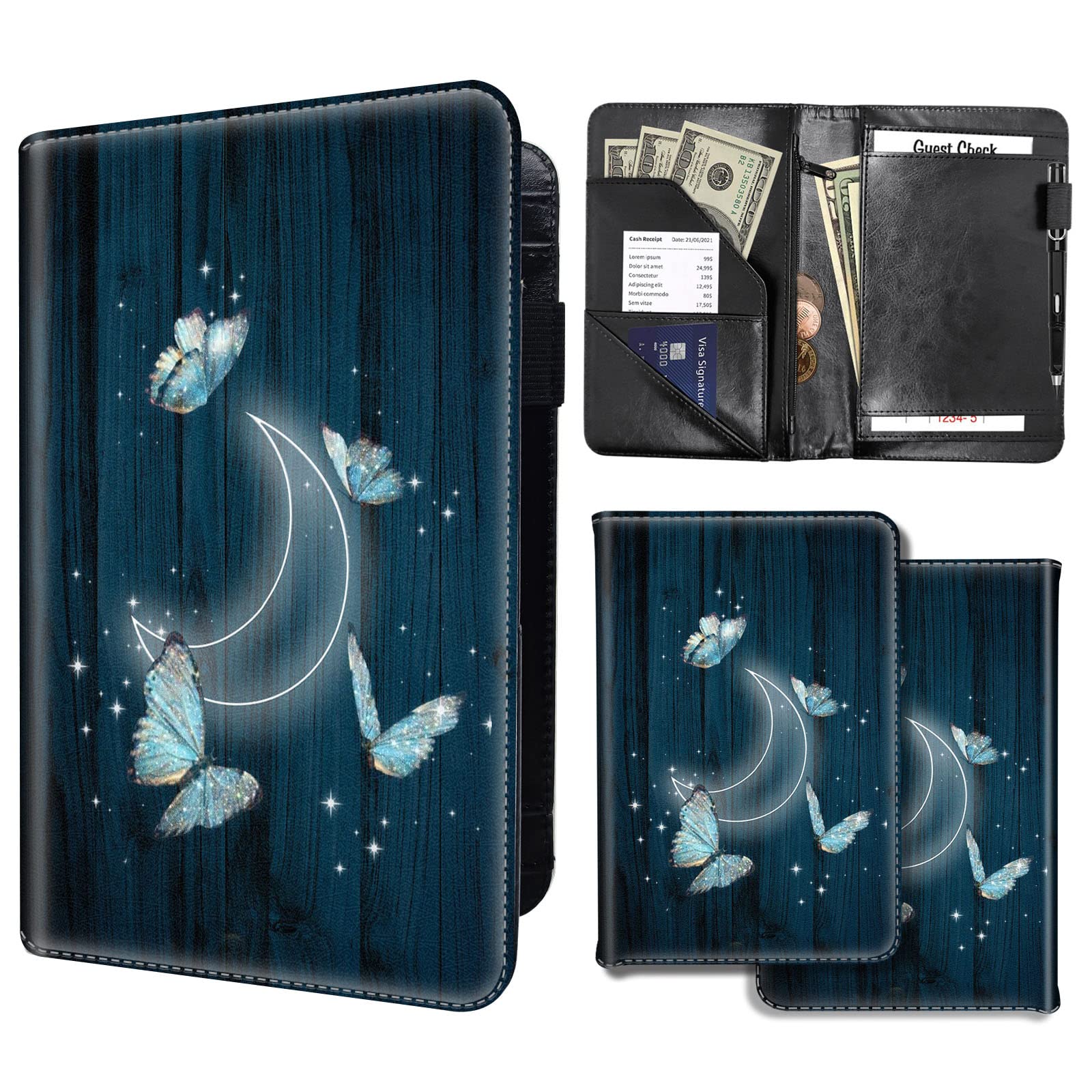 Custom Your Own Server Books for Waitress,Personalized Waiter Book Server Wallet with Zipper Pocket,Cute Waitress Book&Waitstaff Organizer with Money Pocket Fit Server Apron