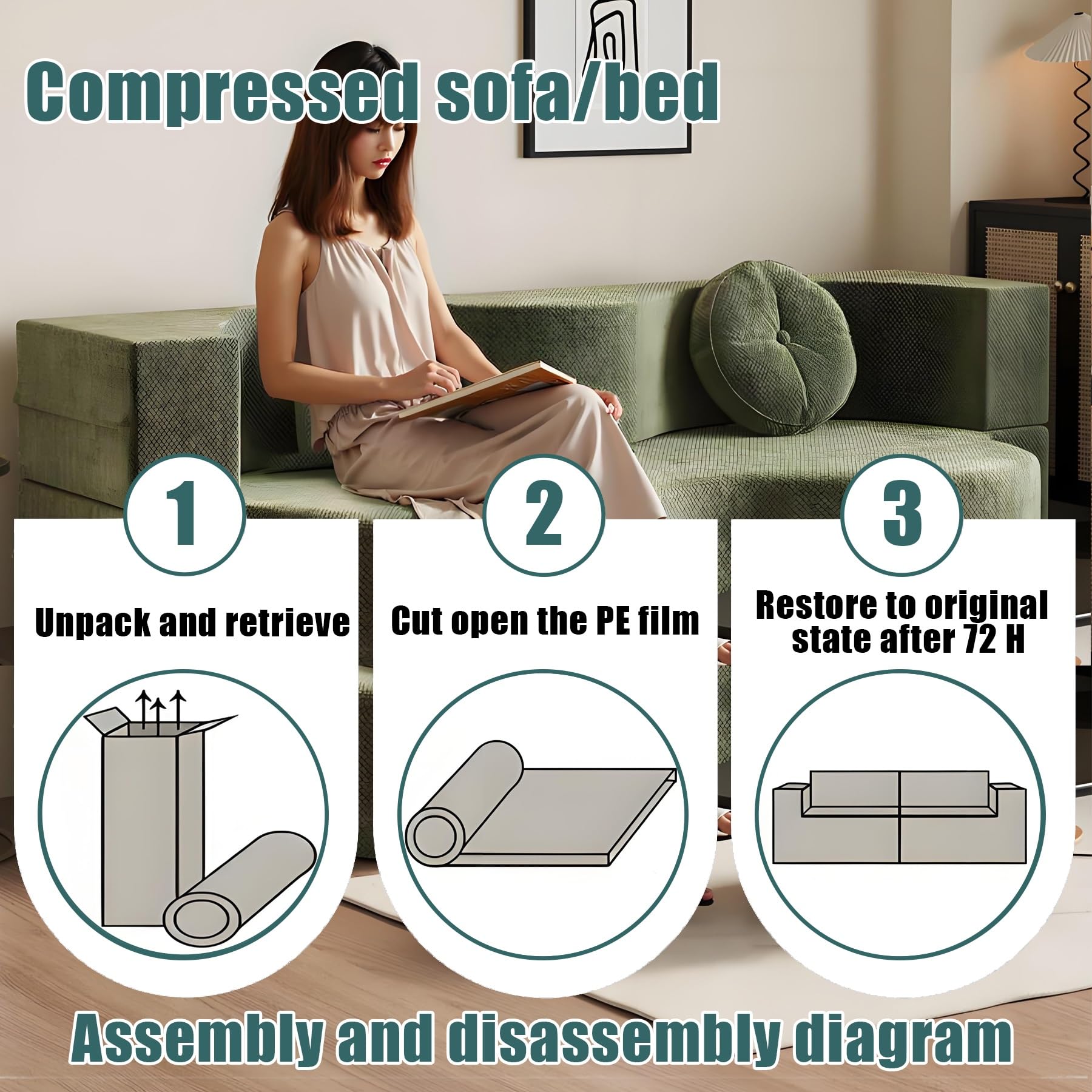 Yinngsop Couch Ohne Gestell | Doppelschlafsofa | Klappsofa | Couch
