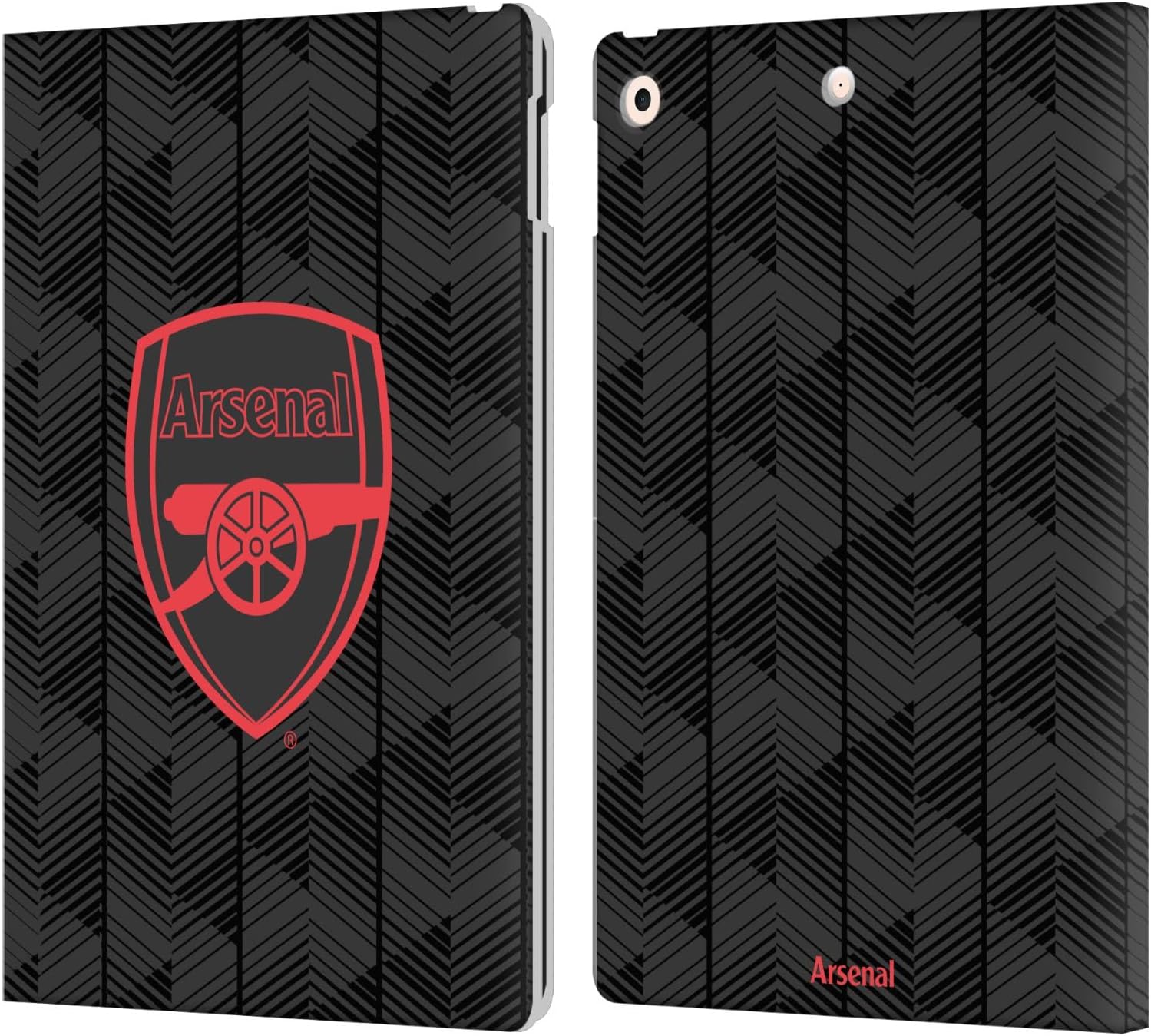 Head Case Designs Officially Licensed Arsenal FC Black Crest and Gunners Logo Leather Wallet Case Compatible with Apple iPad 10.2 2019/2020/2021