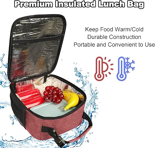 Miniatura 5 de Femuar Lonchera para hombres, mujeres y adultos, lonchera pequeña para el trabajo, picnic, bolsa de almuerzo reutilizable, bolsa de almuerzo