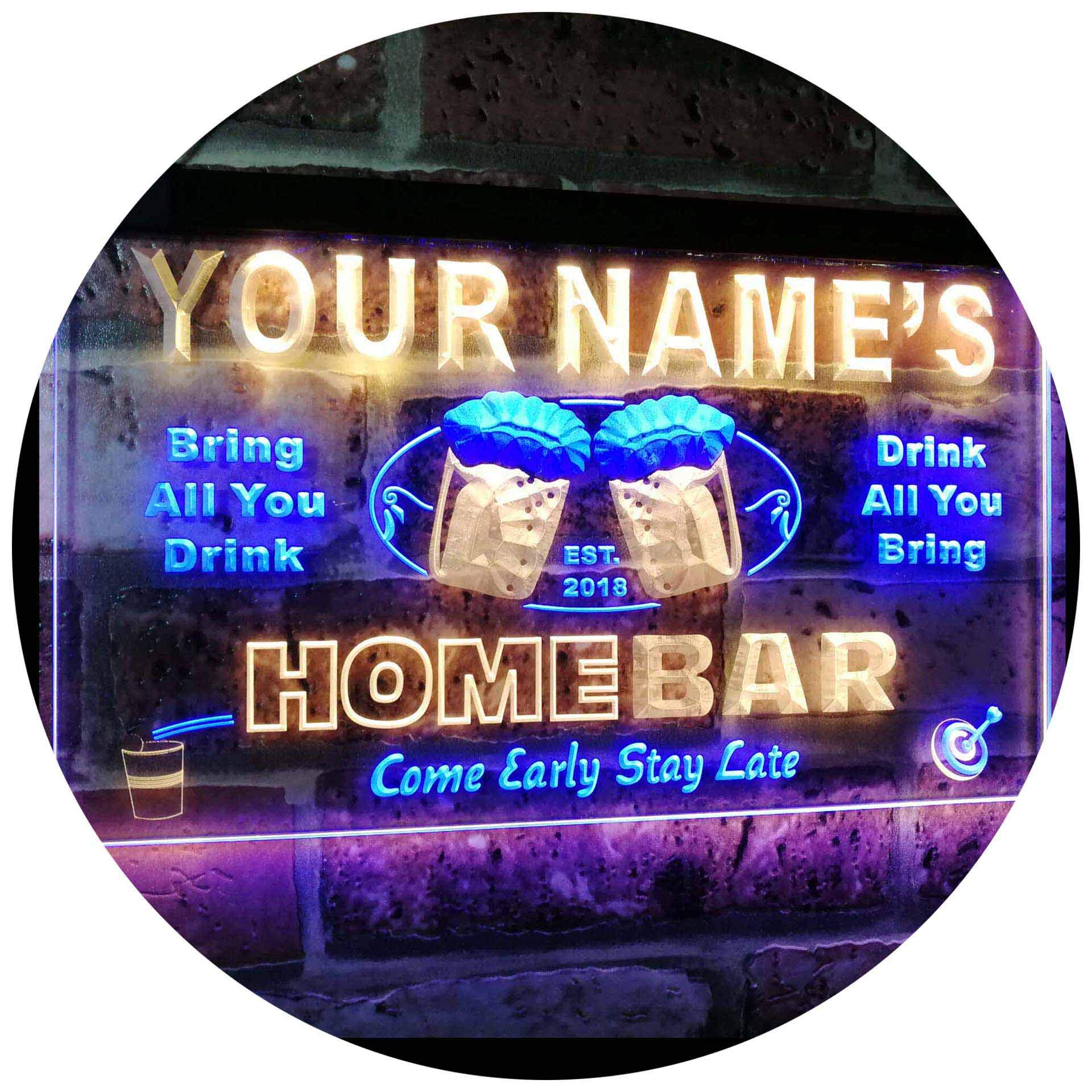 ADVPRO Personalized Your Name Custom Home Bar Beer Est. Year Dual Color LED Neon Sign Blue & Yellow 16 x 12 Inches st6s43-p-tm-by
