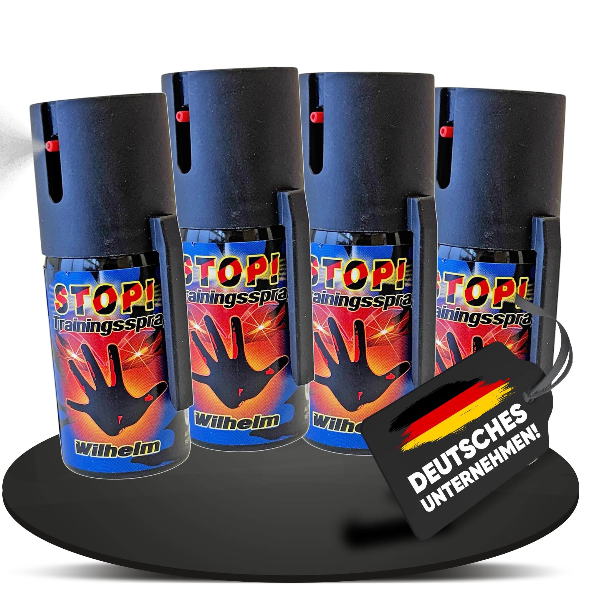 4 x Wilhelm Pfefferspray Tierabwehr Selbstverteidigung CS KO Spray hochdosiert (ca. 2 Mio. Scoville) effektives Verteidigungsspray (Jet Training, 40 ml)