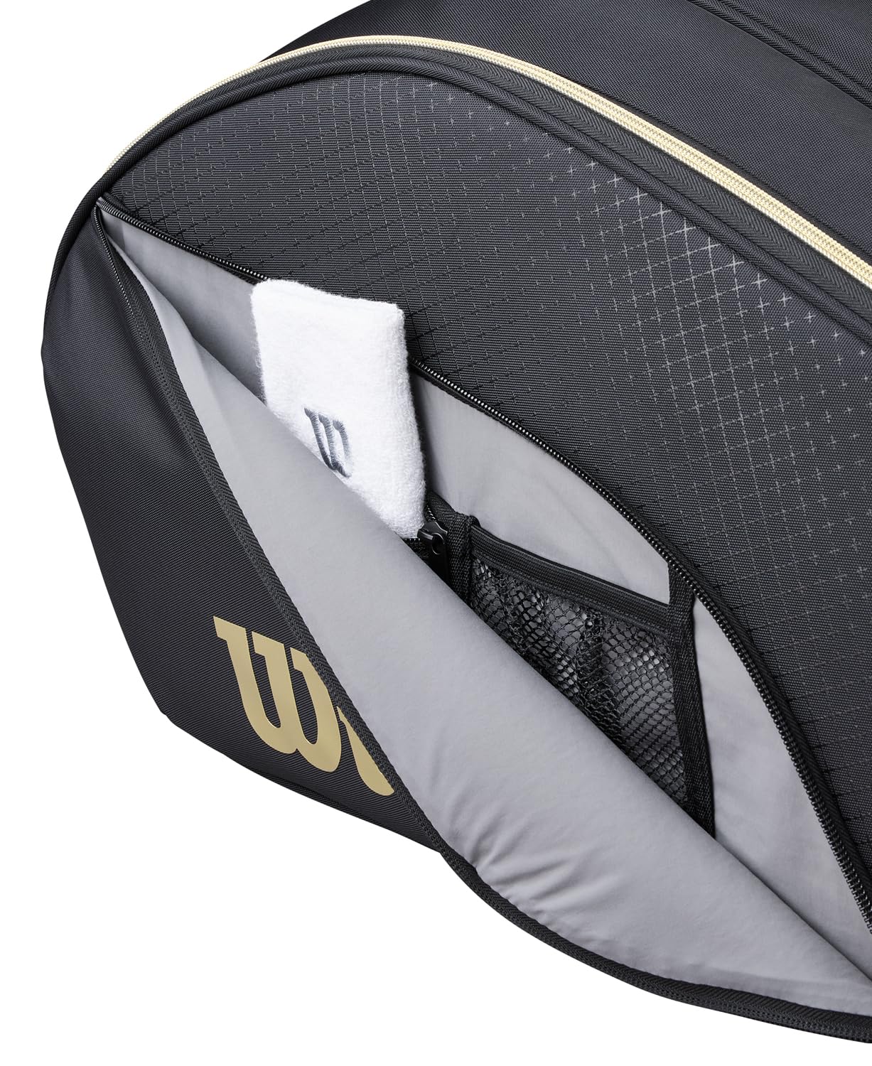 Wilson Defy V1 Padel-Tasche, Mit Thermoguard-Schutz für sechs Padel-Schläger, Kombiniert Komfort, Praktikabilität & Vielseitigkeit, Farbe: Schwarz/Gold