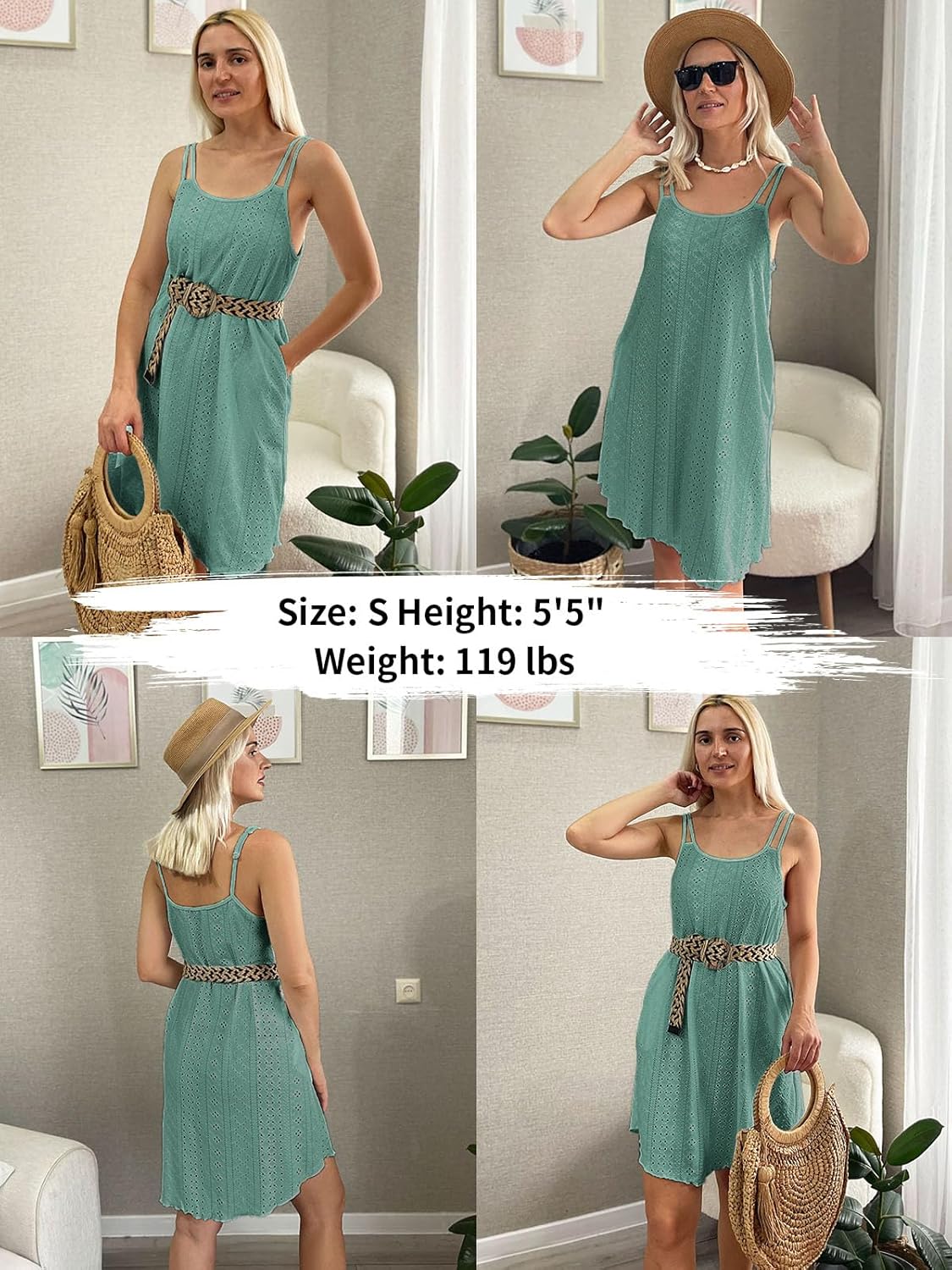 Charmo Hollow out Swimsuit Coverup for Women Spaghetti Strap Swim Cover Ups Swimwear Pockets Casual Summer Beach Dress 2025 - Image 3