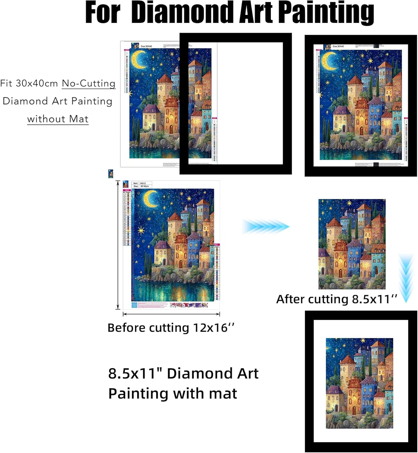 BESCRCL 12x16 Picture Frame Black Set of 6, Diamond Art Painting Frames Display Photo 8.5x11 or 12 x 16 without Mat, Wall Hanging Frame with Plexiglass