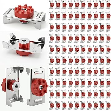 100-Pack Sound Isolation Clips for 7/8" Hat Channel, 1.4" Wide Red EPDM Resilient Decoupling Brackets for Drywall Acoustic Soundproofing, Heavy Duty Studio Ceiling & Wall Mounts