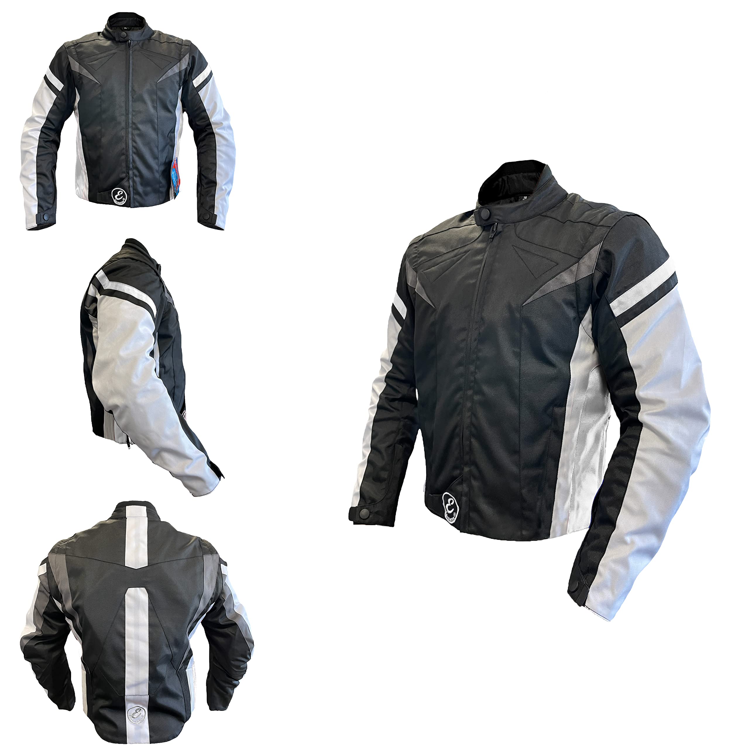 EGLEMTEK Giacca Moto Con Protezioni CE Removibili Giubbotto In Tessuto Cordura Con Manica Staccabile Gilet Termico Removibile Tasche Con Chiusura A Zip 4 Stagioni
