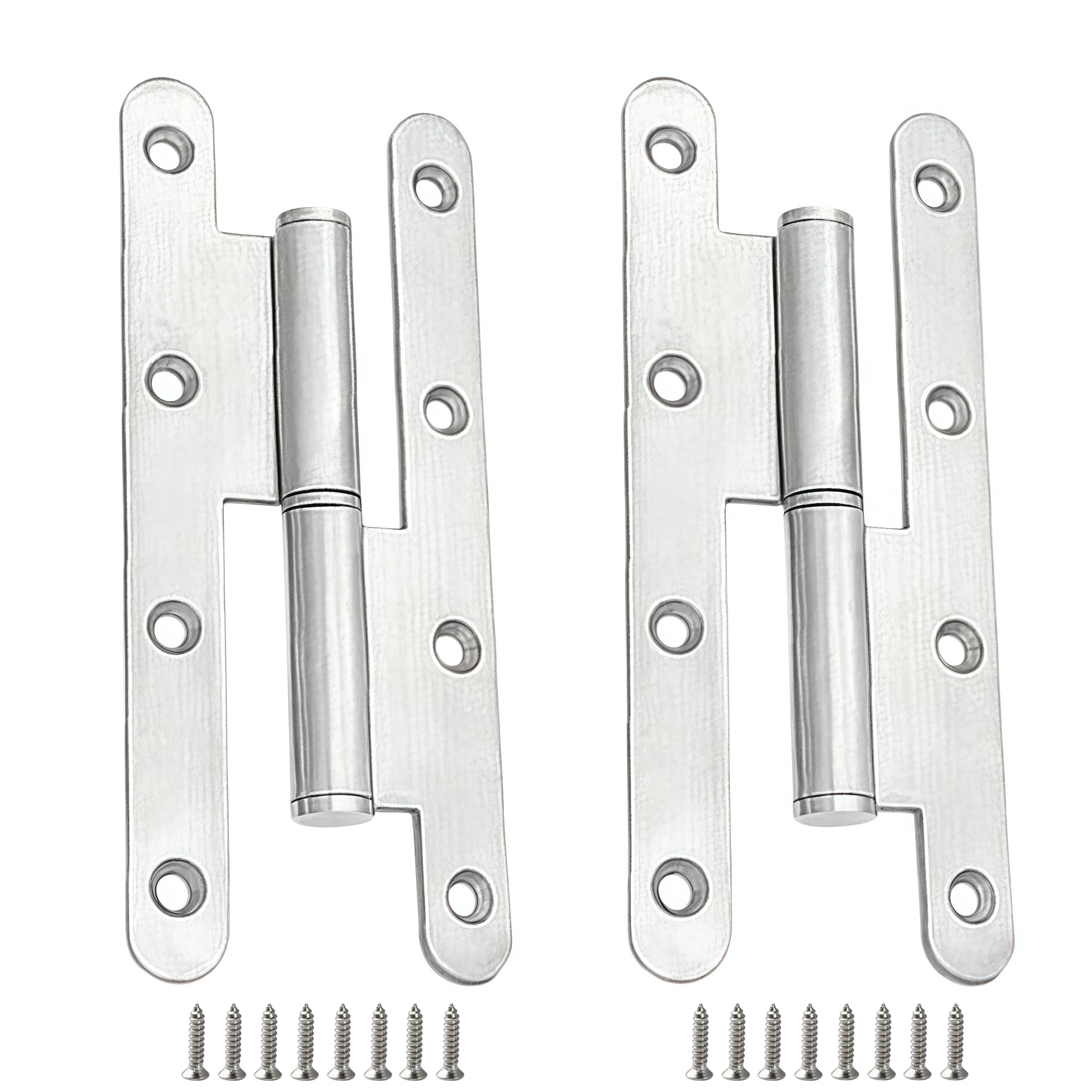 Vbnexyr Regular Folding Hinge 2 Pack Of Stainless Steel Rounded Corner Folding Detachable Hinges With Bearings For Fire Doors 5.5 X 2.36 Inches H Type Left Opening Model