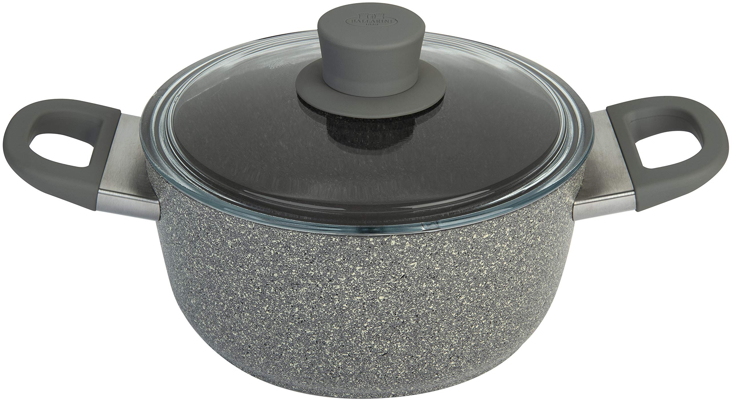 Murano Casserole +Lid, 20 cm. 5ply non-stick Granitium coating. PFOA free. Scratch resistant. Oven safe max 160 °. THERMOPOINT: Energy Saving Indicator. For all stovetops. Made In Italy.