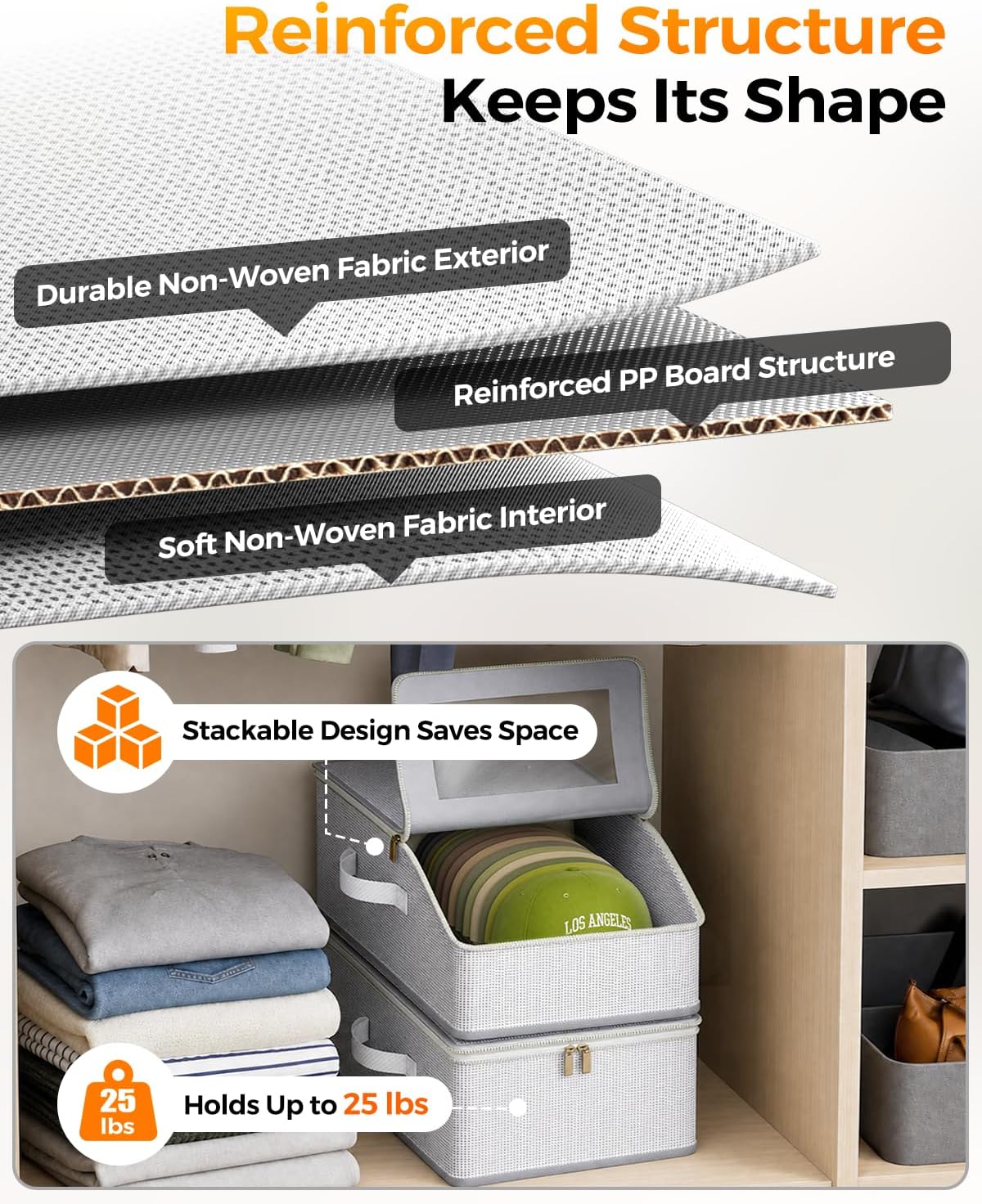 Hat Storage for Baseball Caps, 2 Pack Hat Organizer for Closet