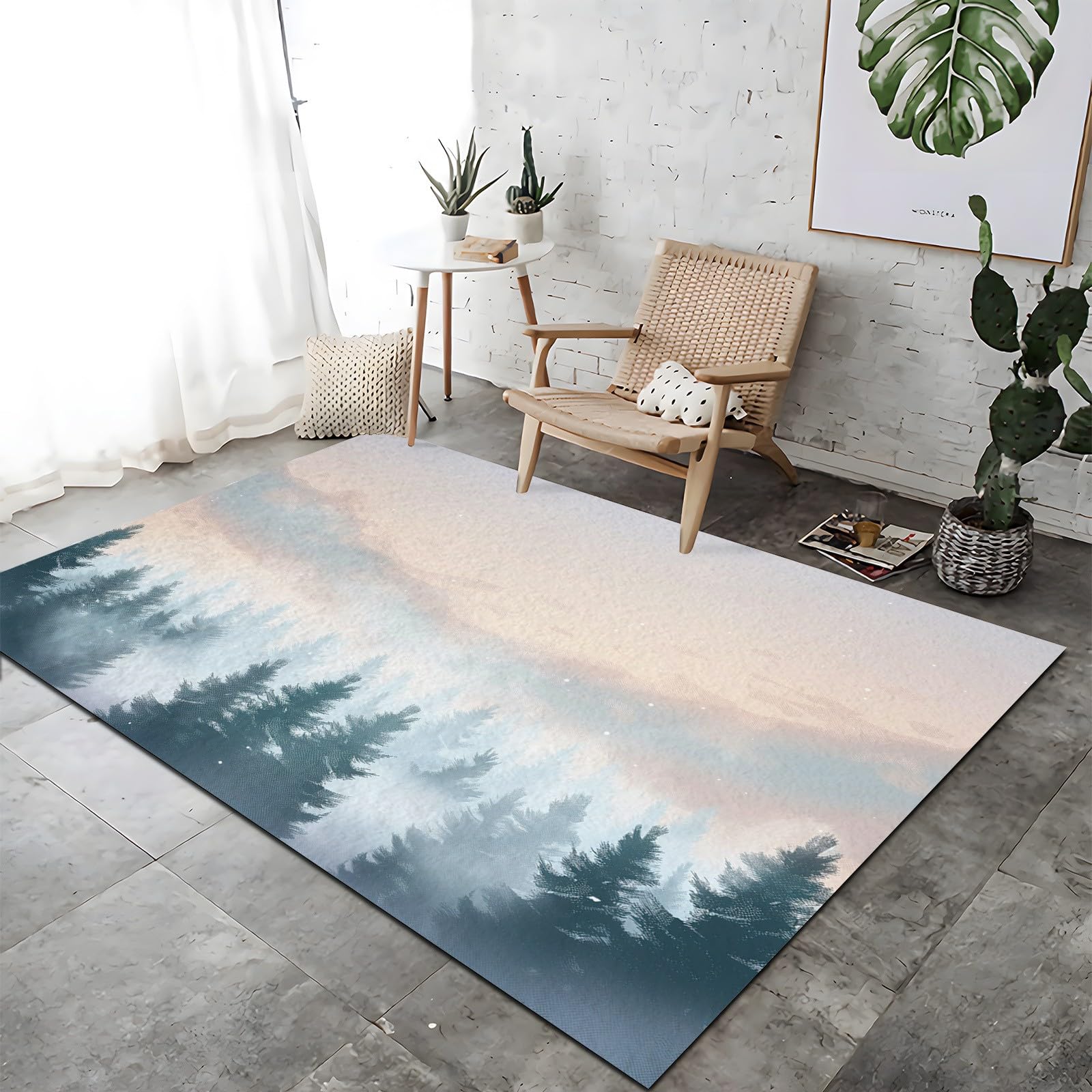 Dywan z motywem lasu cedrowego - miękki antypoślizgowy dywan mata podłogowa do salonu, biura, sypialni, jadalni, dywany dekoracyjne - 120 cm x 180 cm dywany