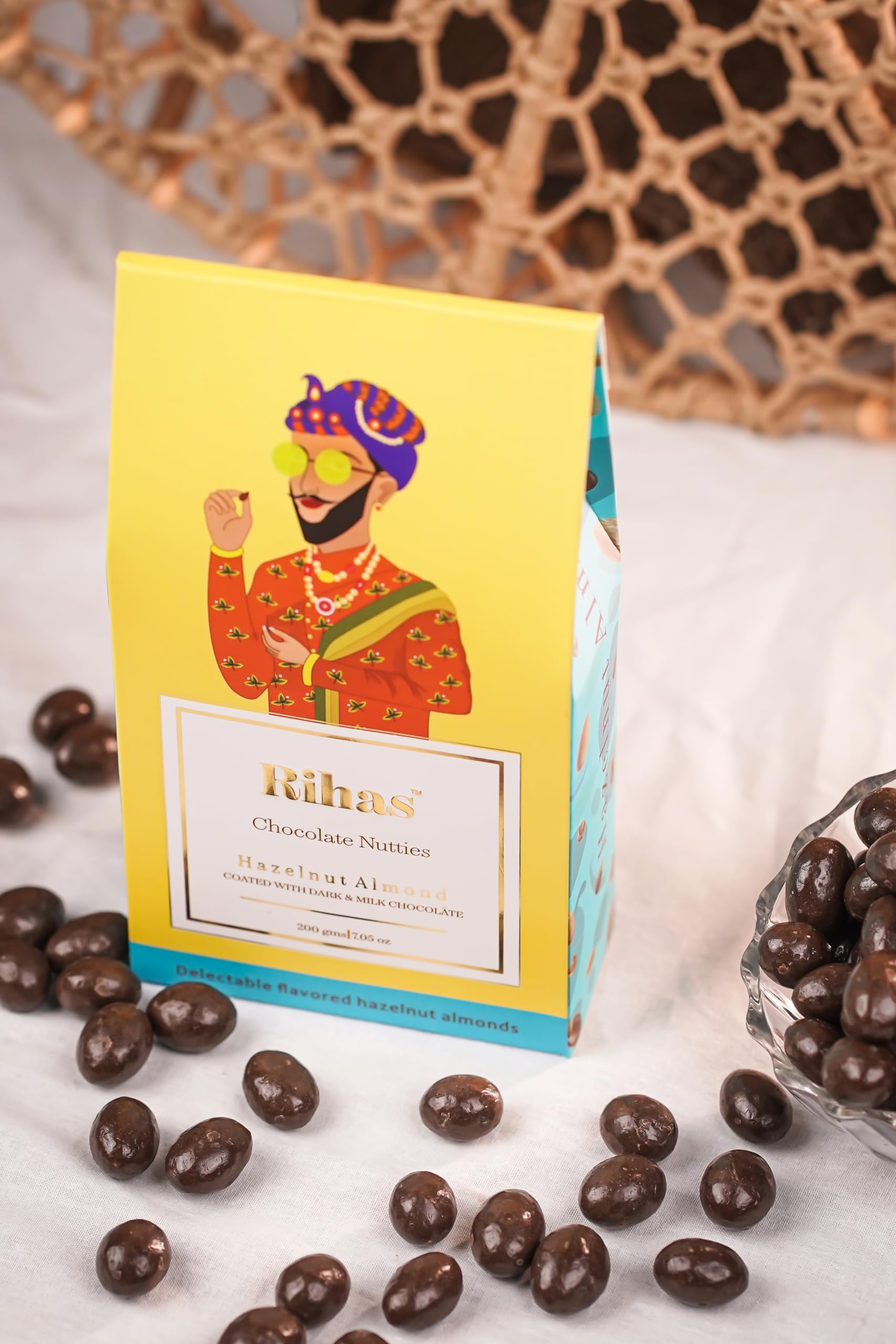 Riha's Chocolates Chocolate Coated Hazelnut Almond Box 200gm | Milk & Dark Chocolate Coated Almond Hazelnut | Chocolate Coated Nuts | Protein Source | High Fiber…