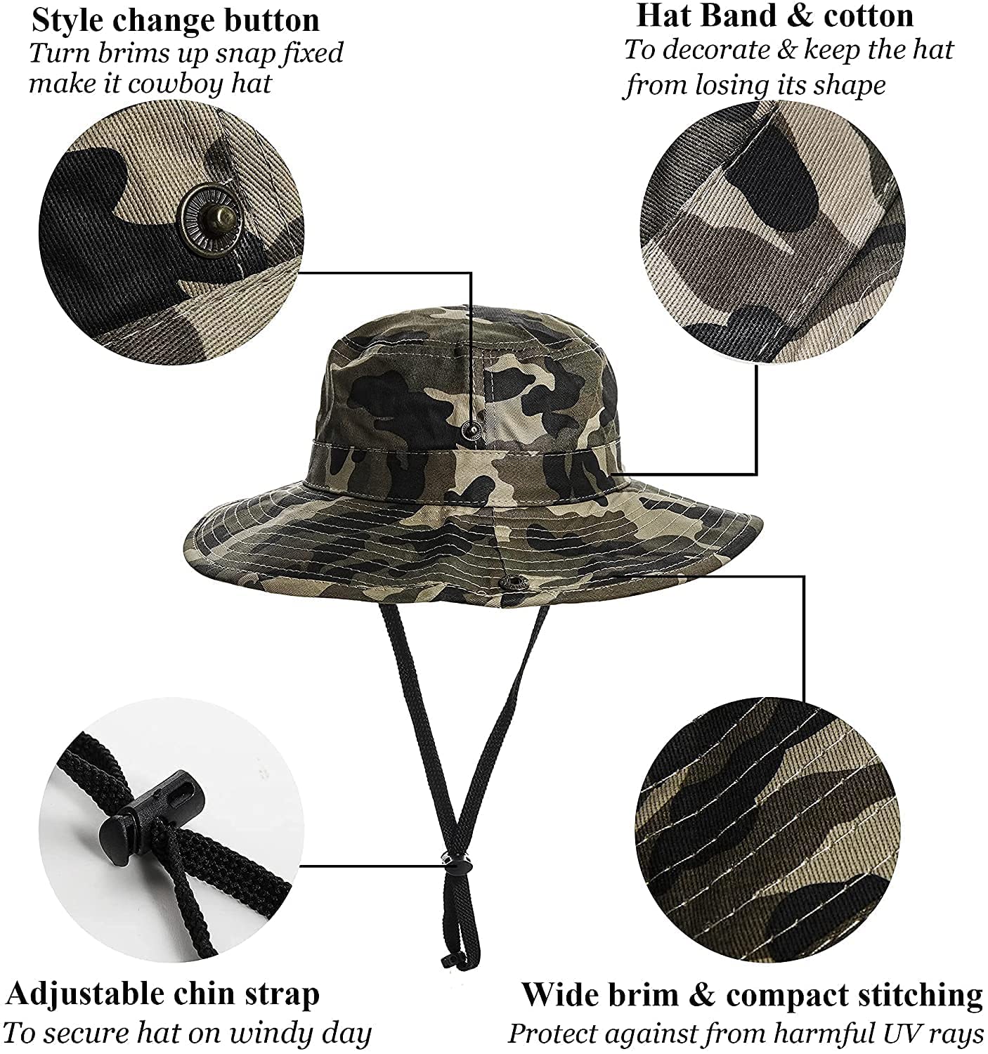 Sombrero de camuflaje para niños grandes de 2 a 14 años, Camuflaje, 2-3 Años