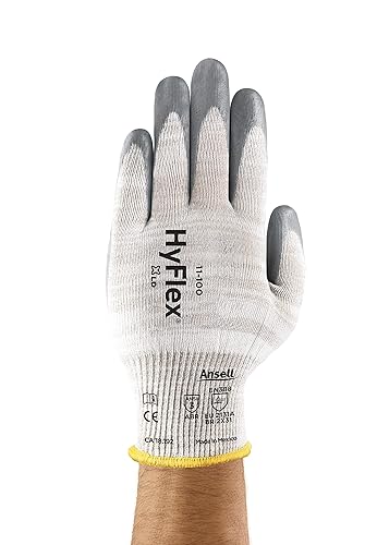 Ansell HYFLEX 11-100 Cut-Resistant Foam Nitrile Coated Nylon Gloves wTouchscreen Compatibility for Auto, Manufacturing