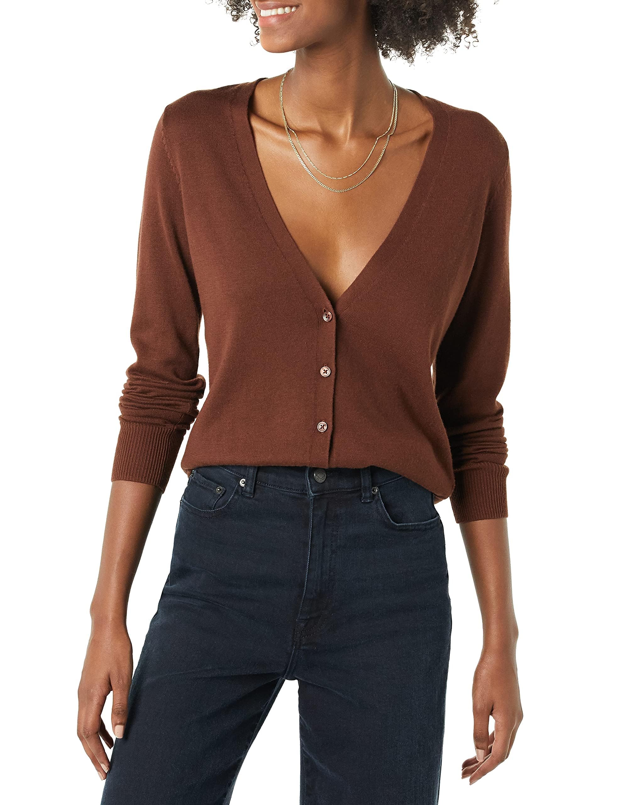Amazon Essentials Women's Lightweight Cardigan Sweater Regular X-Large Brown