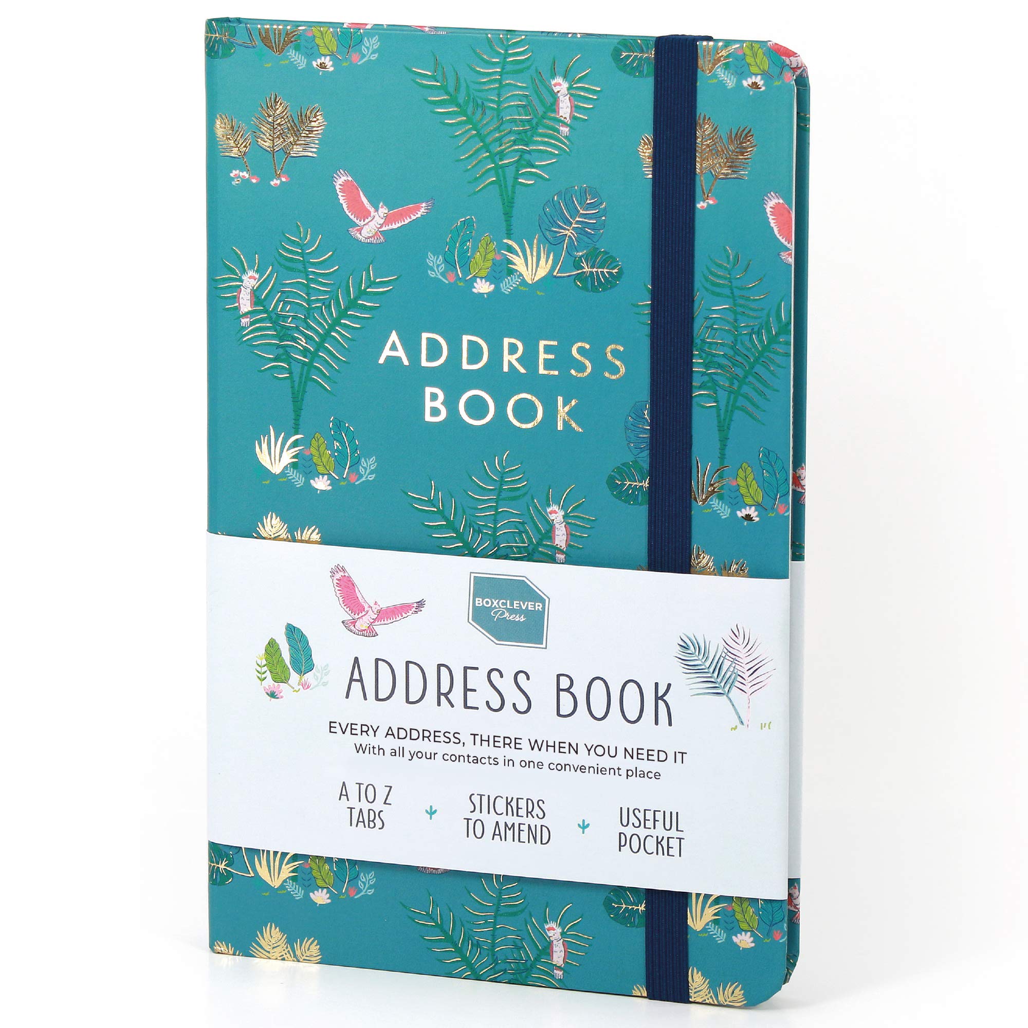 Boxclever Press Address Book. Address Book with Tabs & an Amazing 432 Entry Spaces! Attractive Address Book with Alphabetical Tabs, Handy Pocket & Change of Address Labels. 5 x 8 ins
