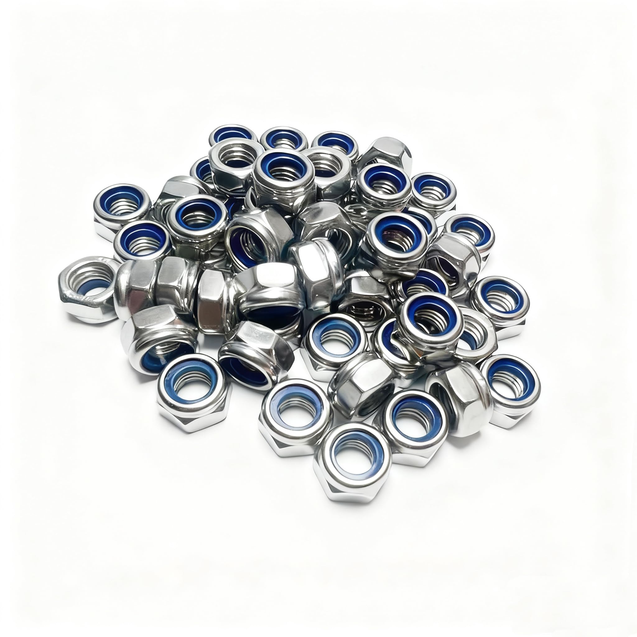 Hexizexi DIN985 100 Stück M8 Muttern Edelstahl A2 V2A Sicherungsmuttern Sechskantmuttern für Schrauben Unterlegscheiben und Bolzen
