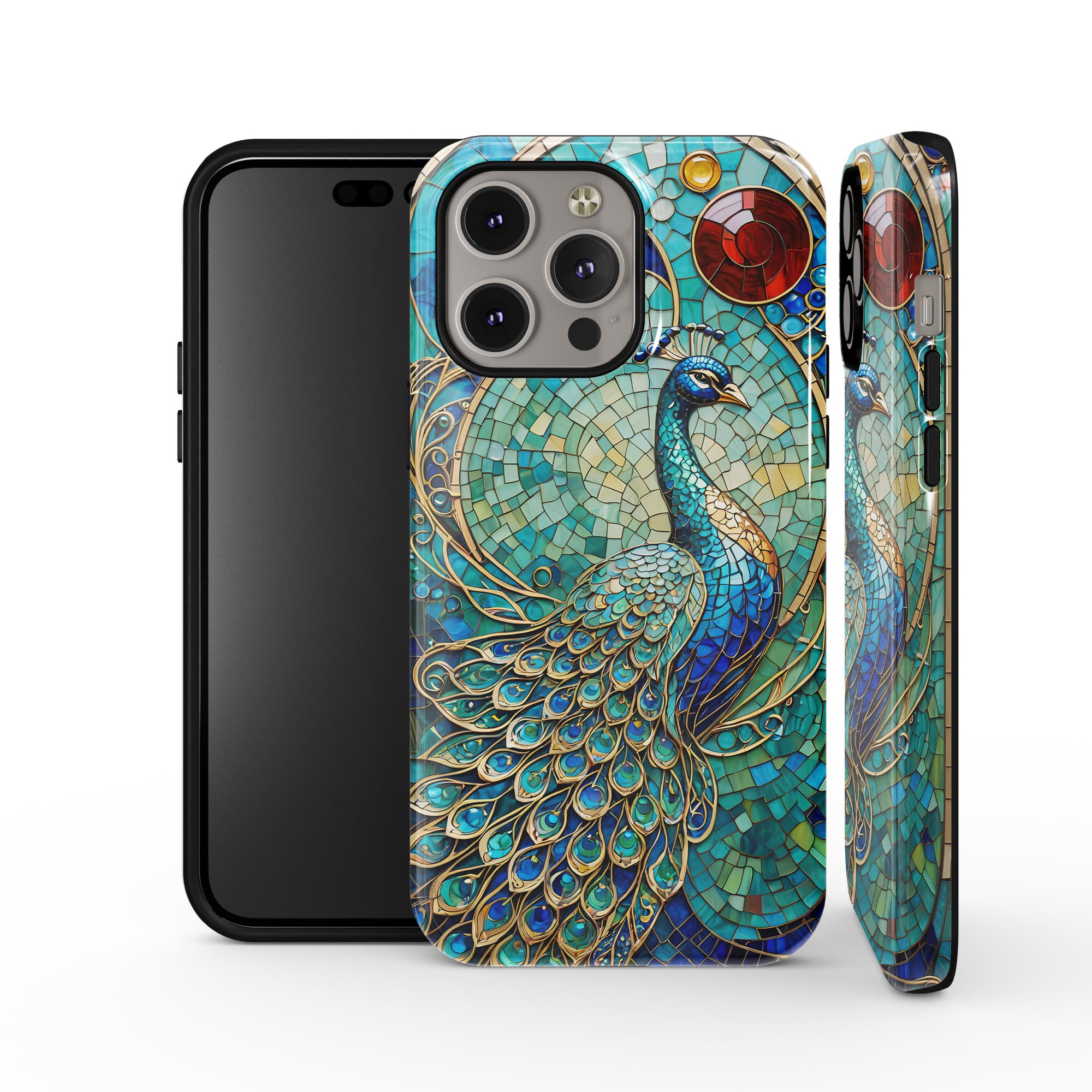 Case Lush for iPhone 16,15,14,13,12,11,SE,X,XR,XS Plus Pro Max Mini Phone Case | Stained Glass Animals | Wireless Charging | Hard Outer Shell with