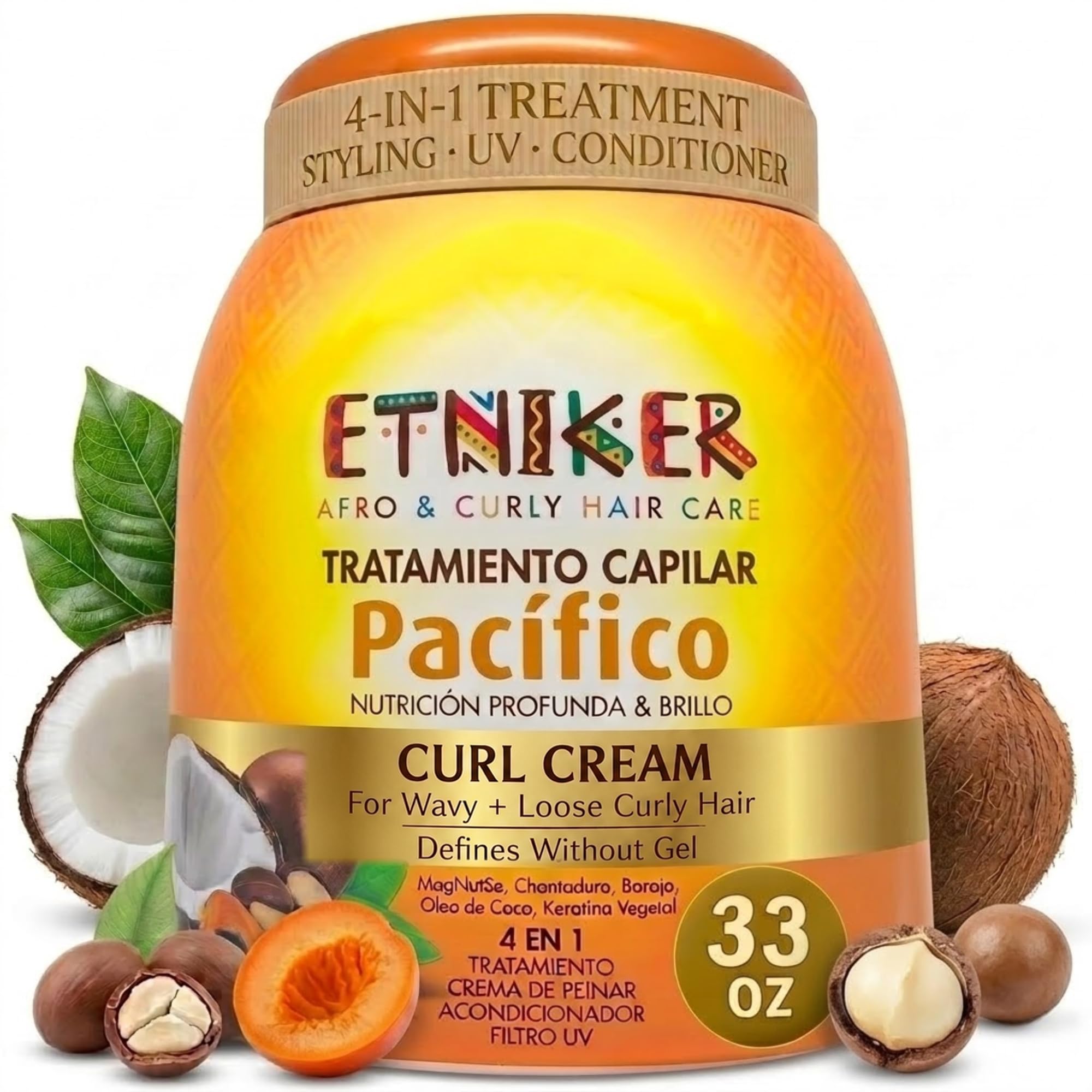 Etniker Pacifico Lightweight Curl Cream for Wavy to Loose Curly Hair 33oz