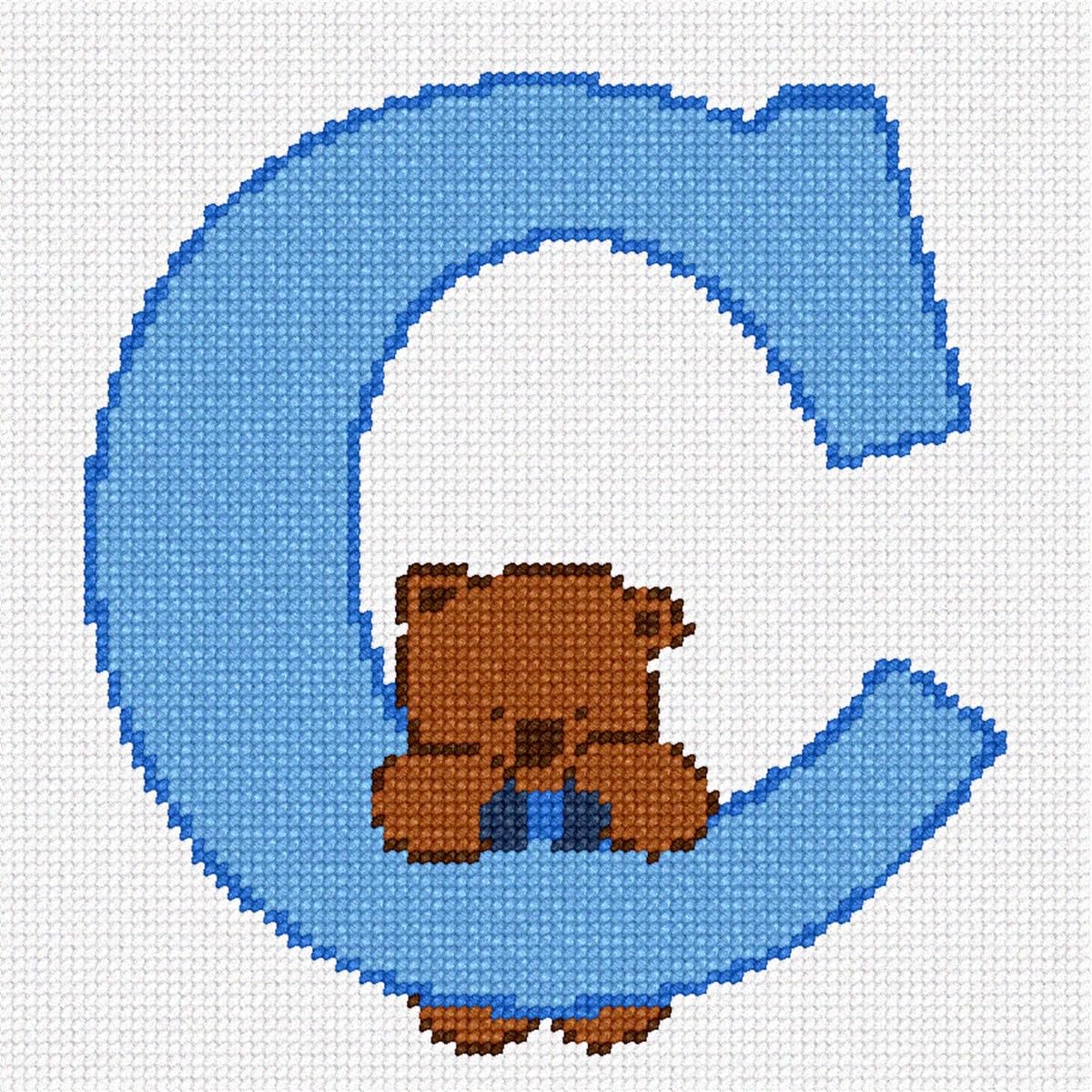 Pepita Needlepoint Canvas: Letter C Teddy Blues, 7
