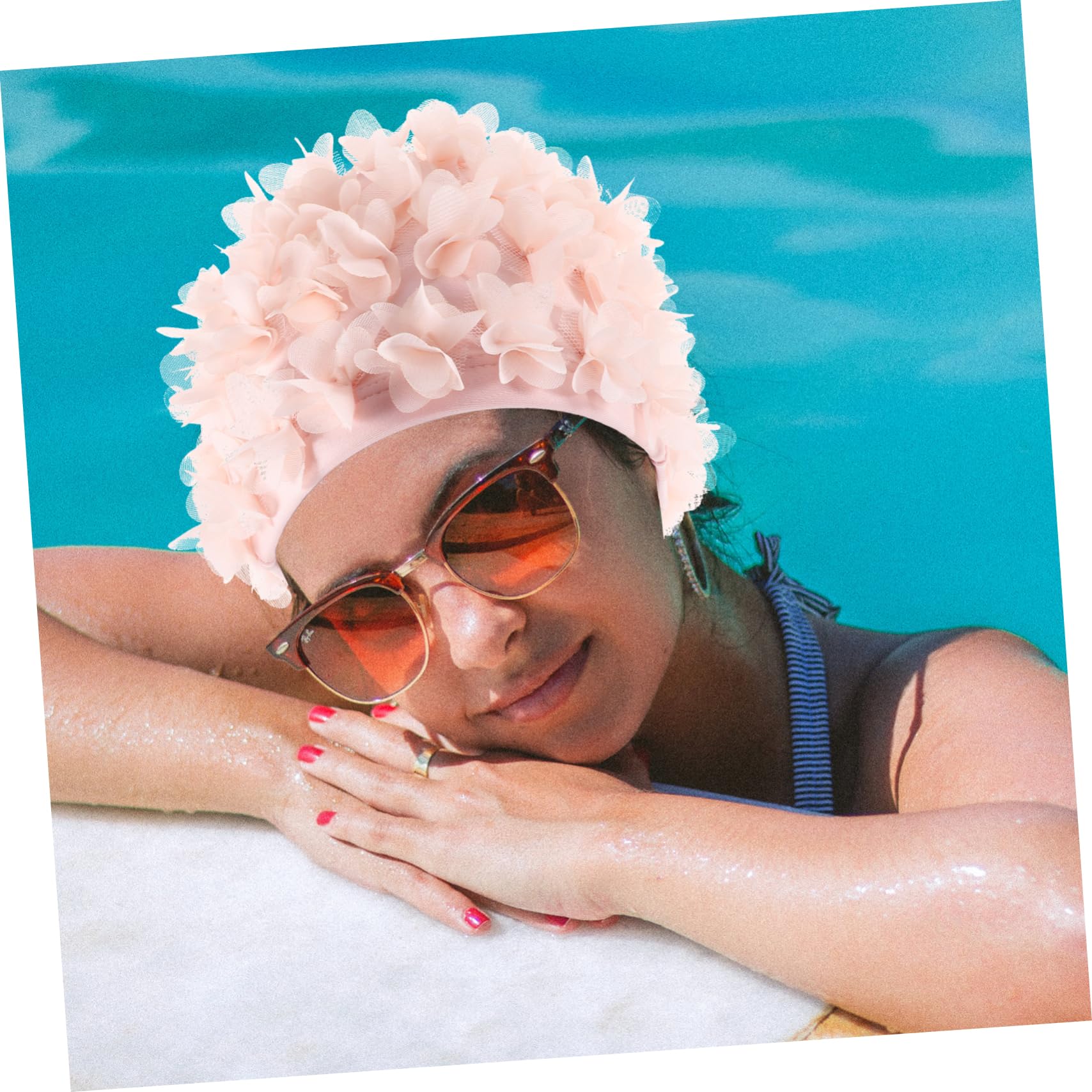 Toyvian 2pièces Lot de Bonnets De Bain Extensibles pour Femmes Bonnets De Bain à Pétales pour Cheveux Longs Et Courts