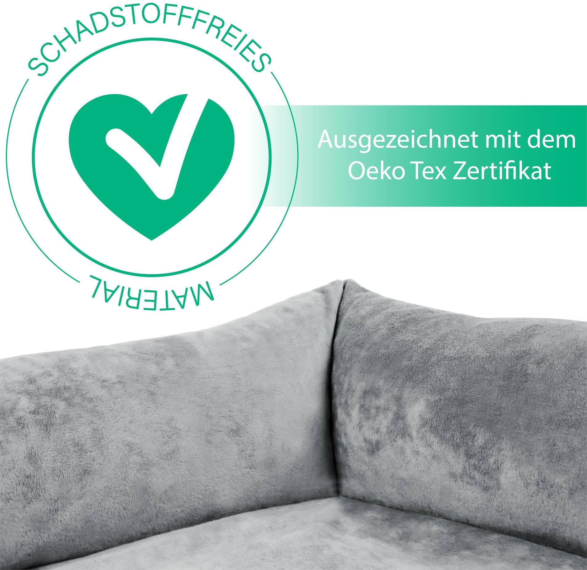 normani Hundebett Hundekissen für kleine, mittelgroße und große Hunde - waschbare Hundekörbchen mit hohem Rand 80x120, 70x100, 60x80, 40x50 Grau 70 cm x 100 cm