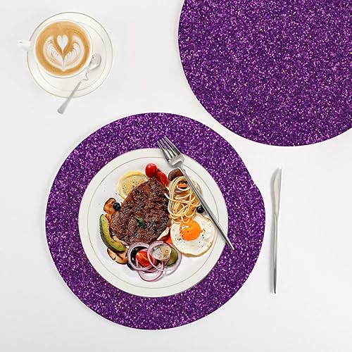 Miniatura 4 de Juego de 3 alfombrillas de fondo con textura de purpurina morada, resistentes al calor, para ollas calientes y sartenes, salvamanteles para olla