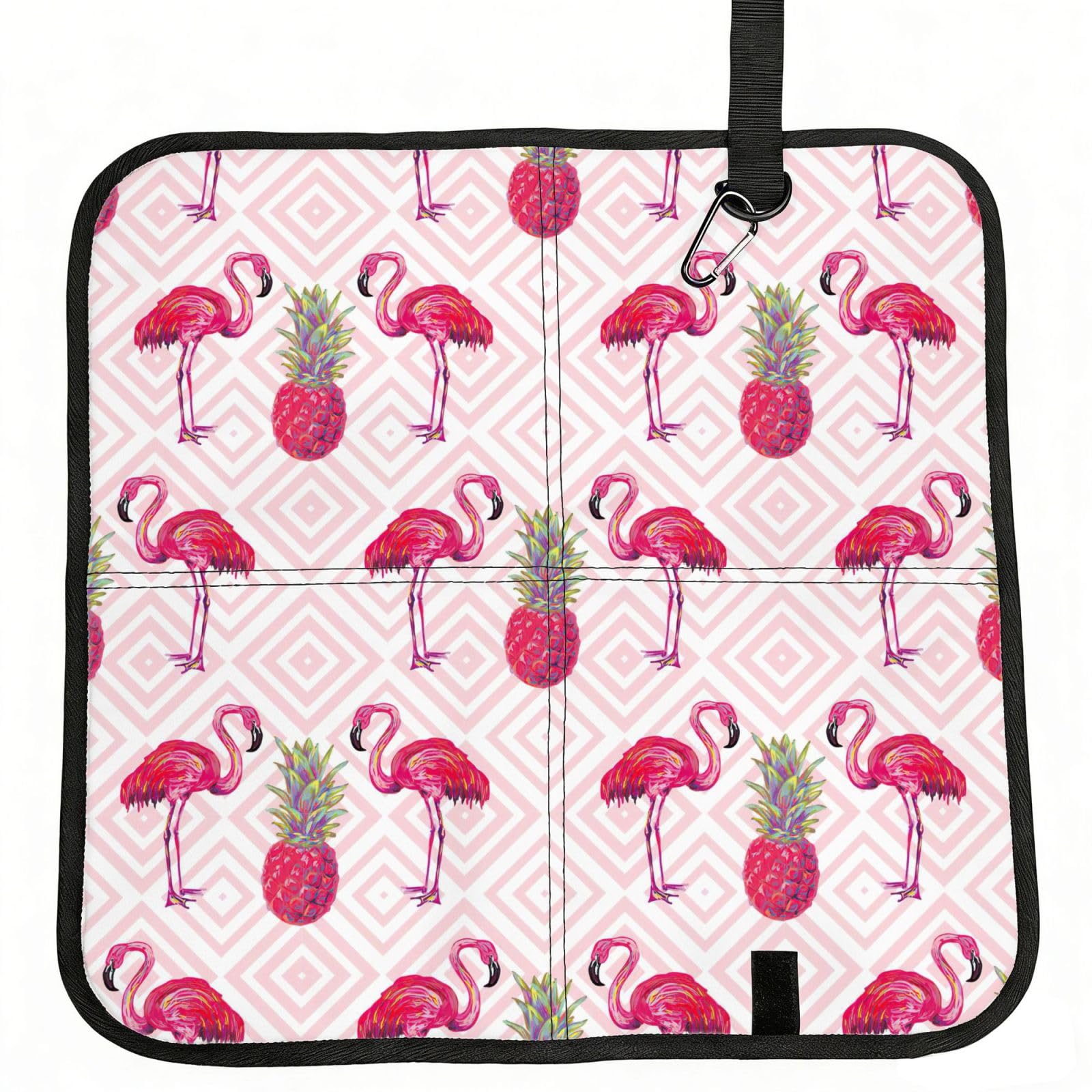 KAPPTYY Pink Flamingo Pineapple Printed Bleacher Seat Cushion PE Foam Filling, Foldable Sitting Pad for Concert Stadium Events