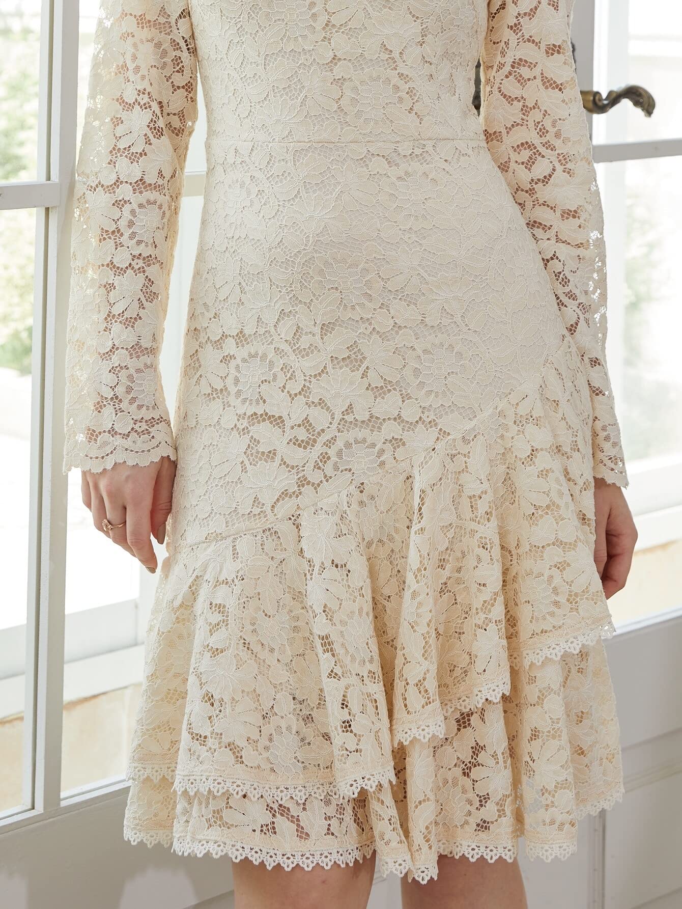 chinese dress ladies Nude Beige Sweetheart Beaded Lace Fit Flare Wedding Dress main image 0