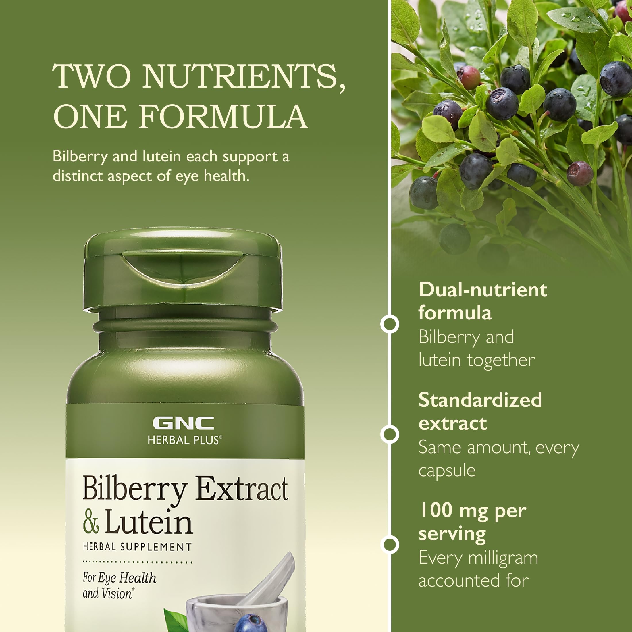 GNC Herbal Plus Bilberry Extract & Lutein Supplement, 60 Servings — Amazon image 4