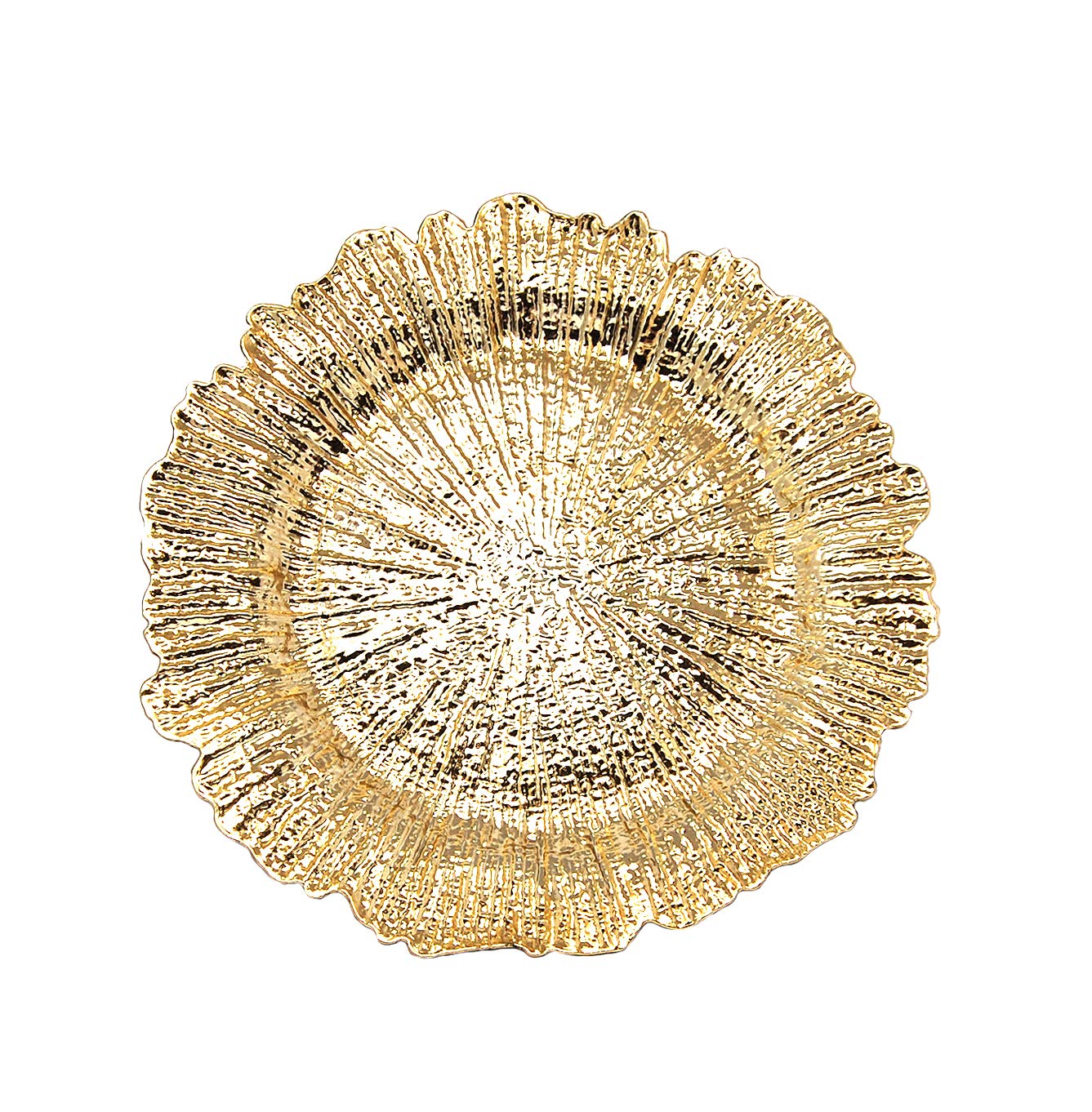 Photo 1 of 13" Round Plastic Charge plate with Flora Reef Design (6, Gold) 6 Gold