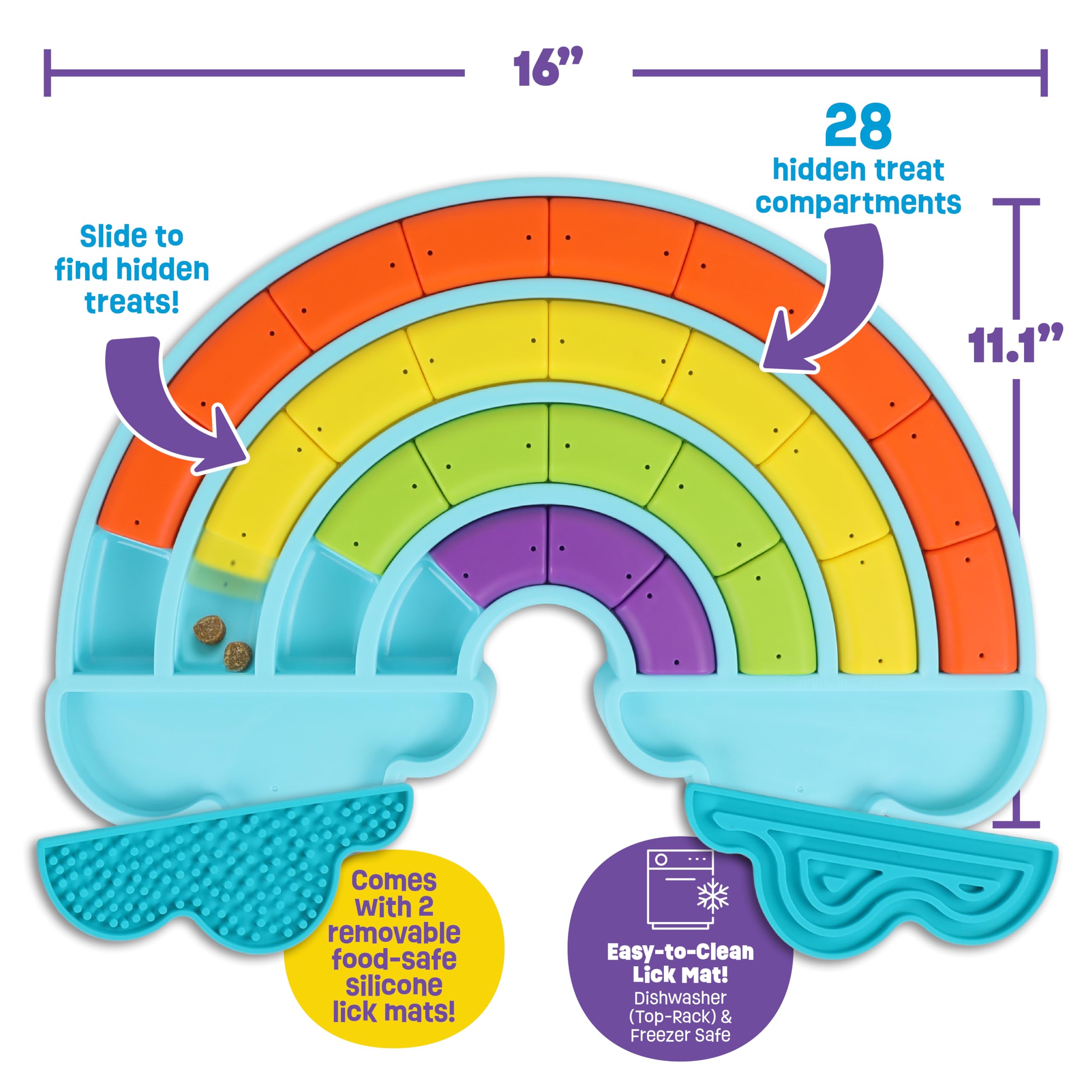 Brightkins Calming Rainbow Treat Puzzle & Lick Mats, Interactive Dog Toy, Lick Mat for Pet Training Slow Release Dog Feeding Mat - Image 3