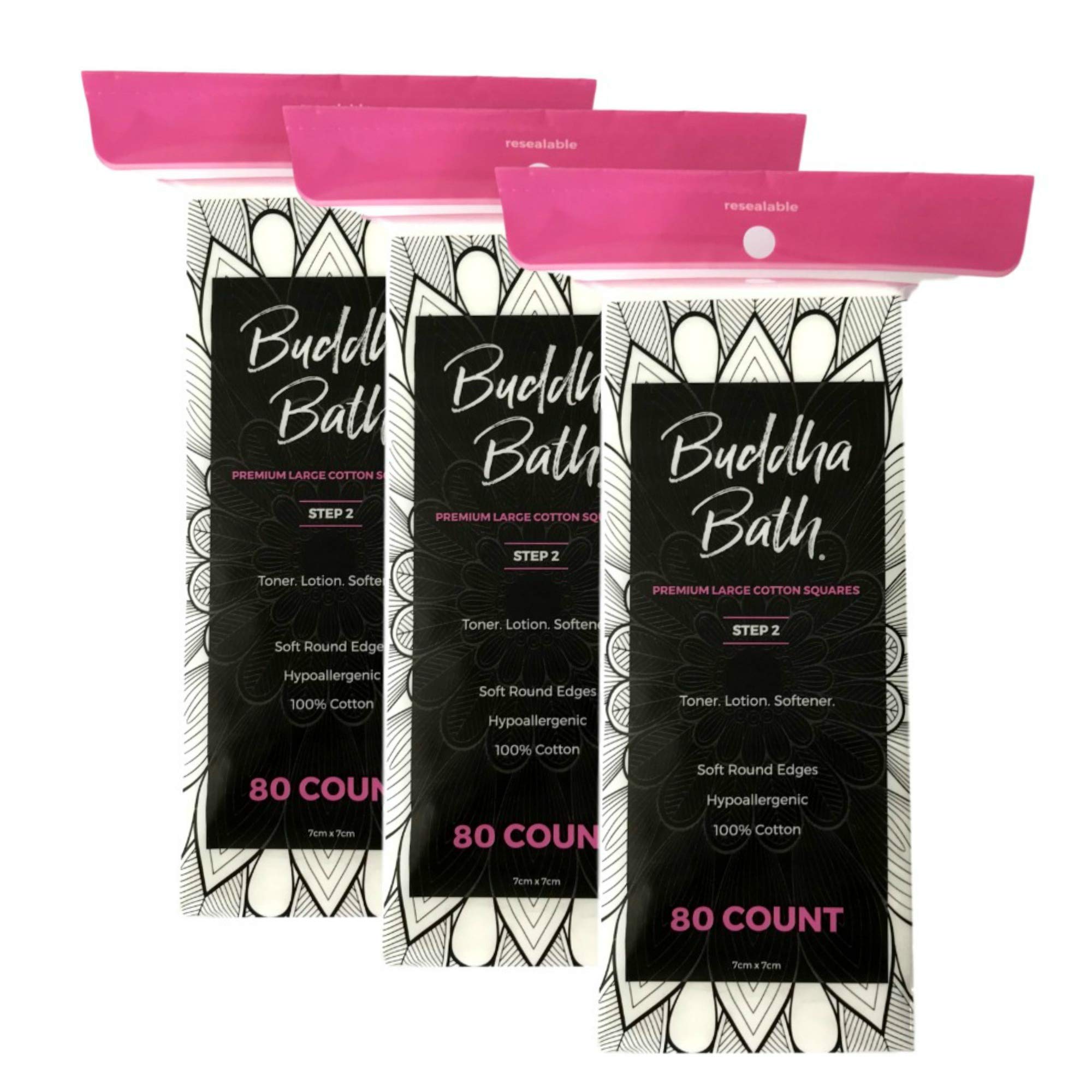 Extra Large Premium Natural Pure Cotton Squares - Hypoallergenic - No Fillers - Lint Free - Soft Gentle - Face Toners - All Skin (160 Count) Step 2