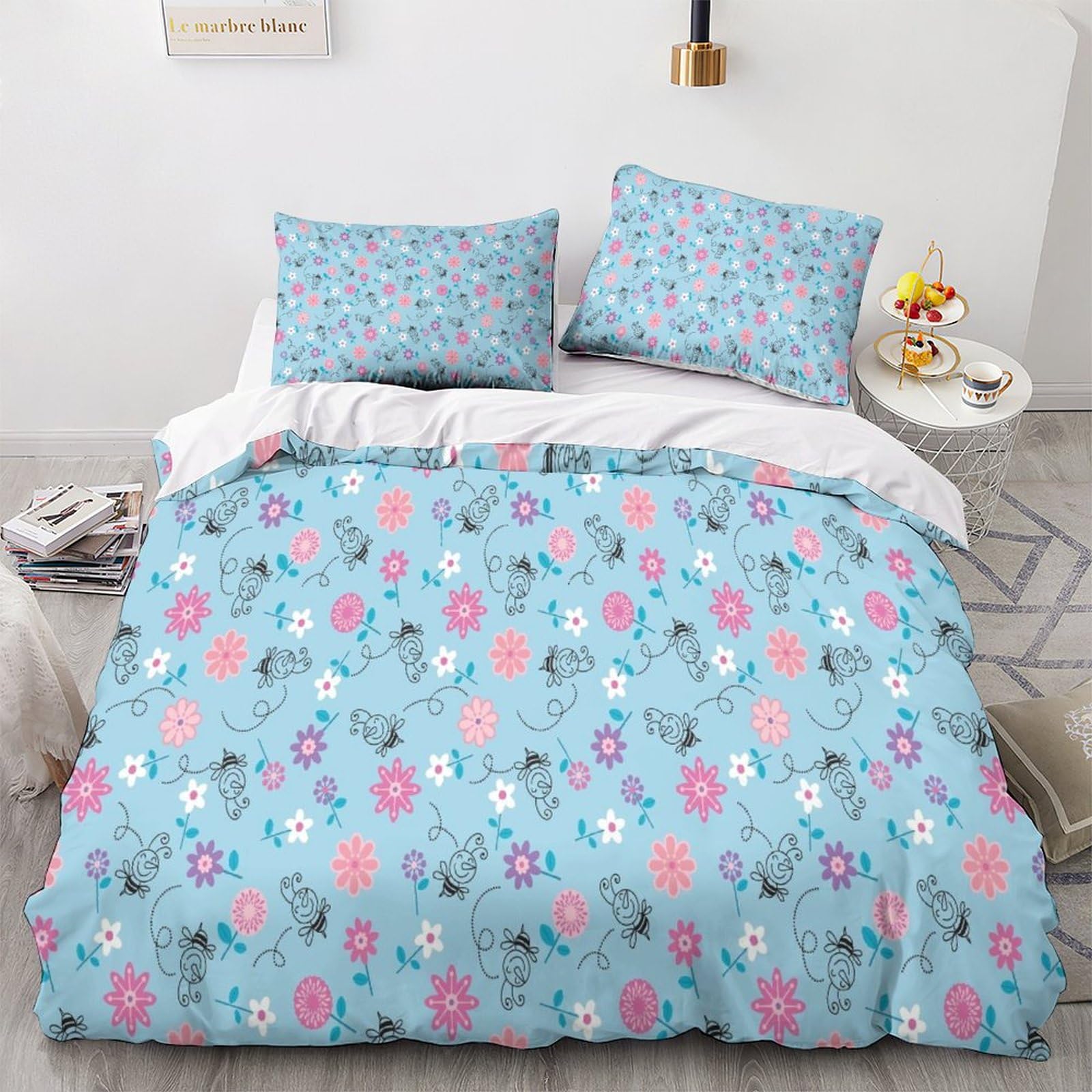 Parure de lit abeille 3D pour une chambre printanière et une décoration nature en microfibre