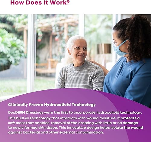 Miniatura 6 de ConvaTec DuoDERM CGF - Apósito estéril hidrocoloide de 6 x 6 pulgadas para uso en heridas parciales y de espesor completo, cuadrado, beige, 187661,