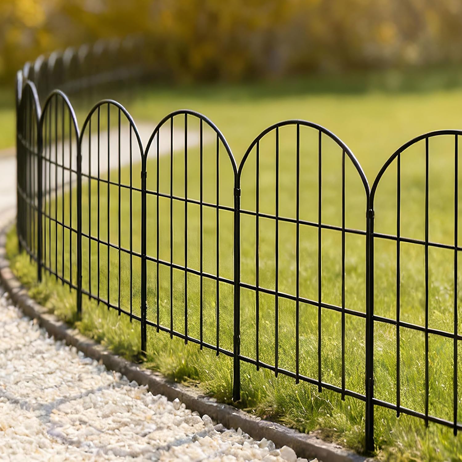 Thealyn Clôture de jardin décorative - 81 cm (H) x 45 cm (l) (10 panneaux, longueur totale 4,5 m) - Clôture extérieure en métal sans creuser pour parterre de fleurs, cour, barrière pour animaux
