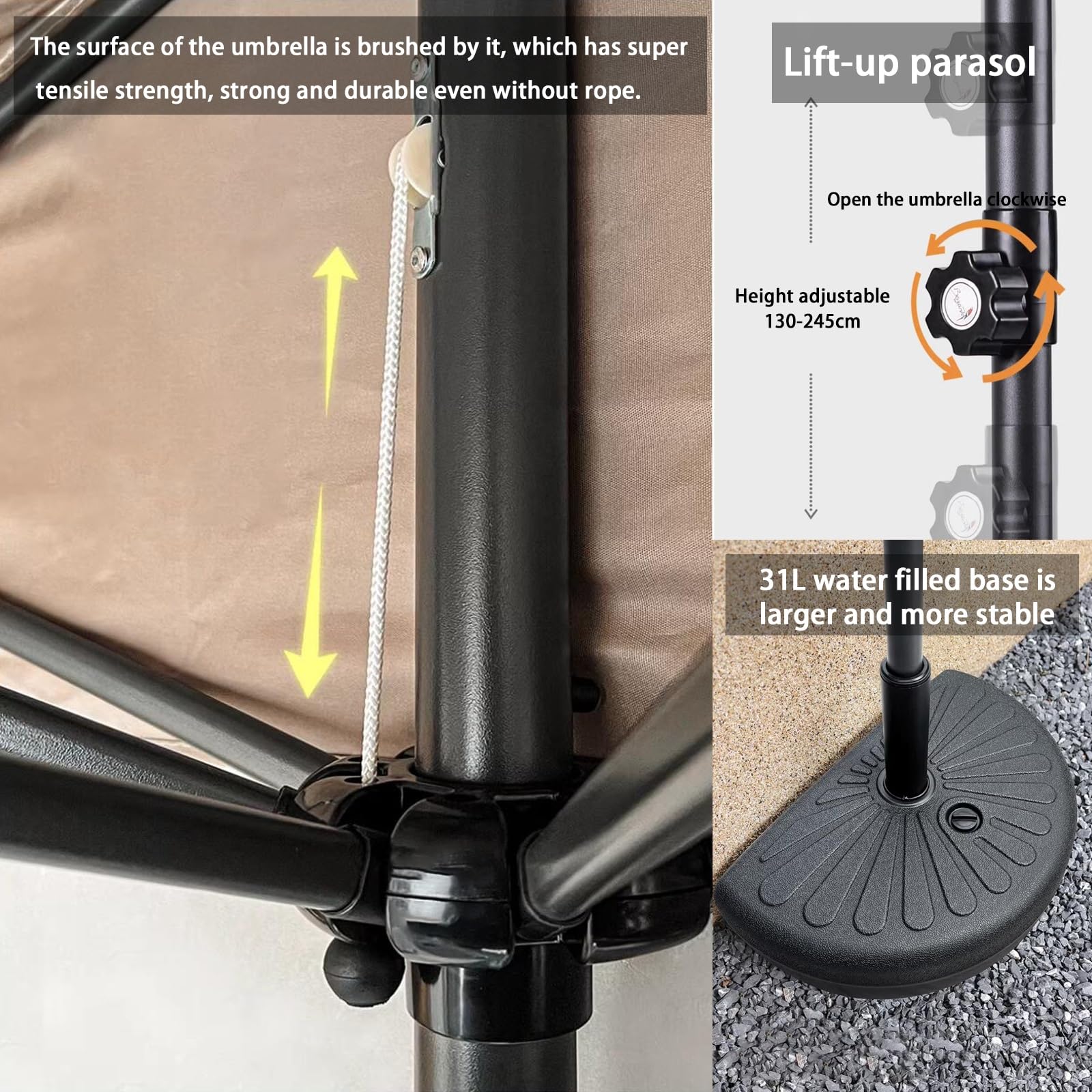8.8/9,8 stóp 8 Ramiona Parasol Baldachim Top Zastępstwo Przeciwdziałanie zadasza przeciwdakoniu dla parasola 270/300 cm