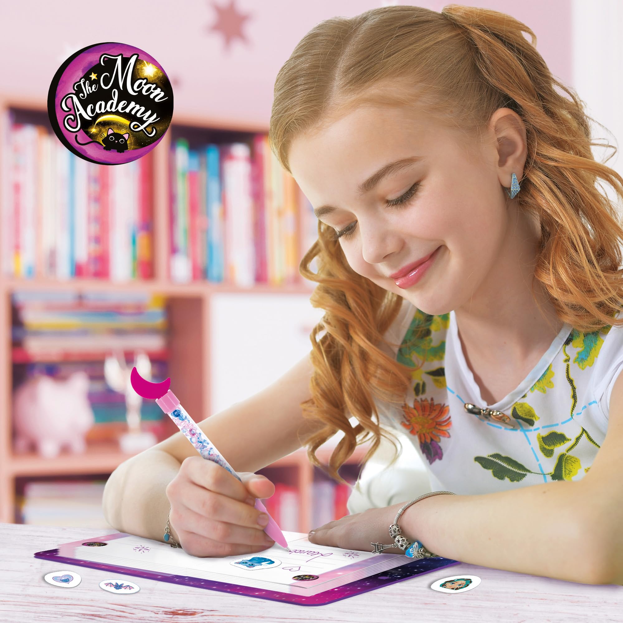 Lisciani - THE MOON ACADEMY - Moon Magic Pens and Diary - Moon Academy Journaling Pen Kit - Do it Yourself pens, stickers and journal included - Gift Idea For 7+ - Creation Kit - Image 4