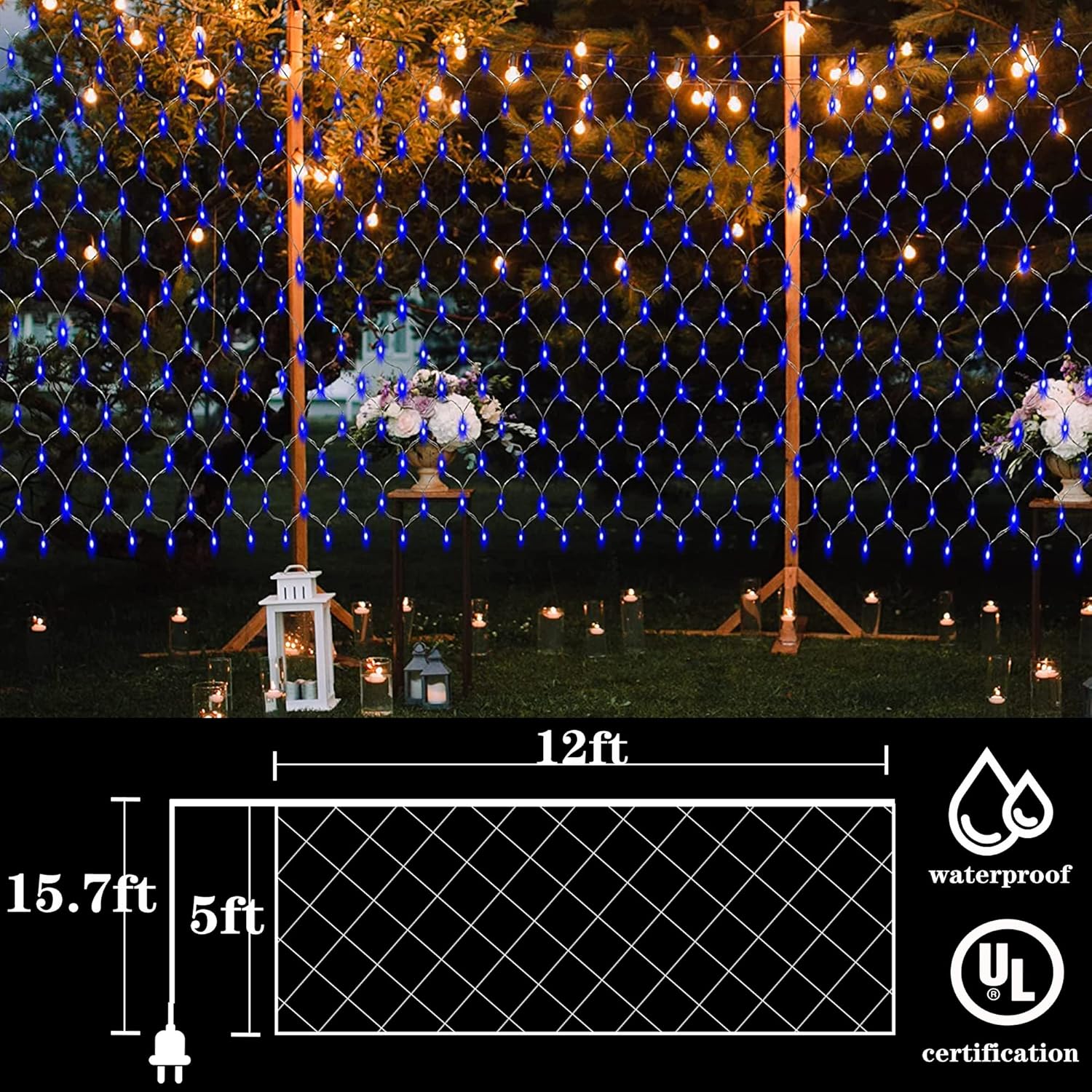 Net Lights Christmas Outdoor, 360 LED 12ft x 5ft Mesh Lights with 8 Modes Remote, Waterproof Net Christmas Bush Lights Outdoor for Yard, Shrubs, Porch, Decorations