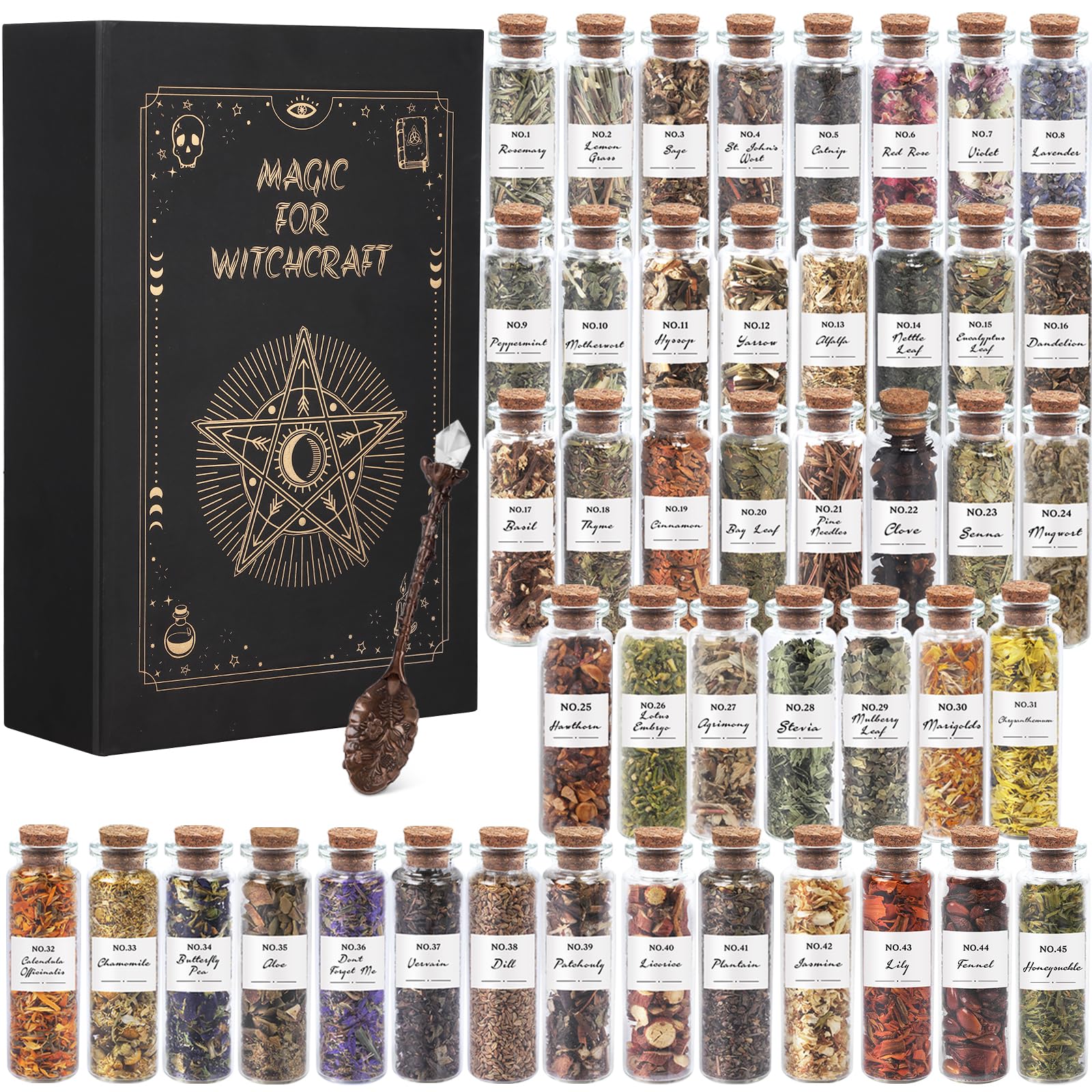 Amazon.com: Witchcraft Supplies Herbs - 45 Bottles Dried Herbs Kit