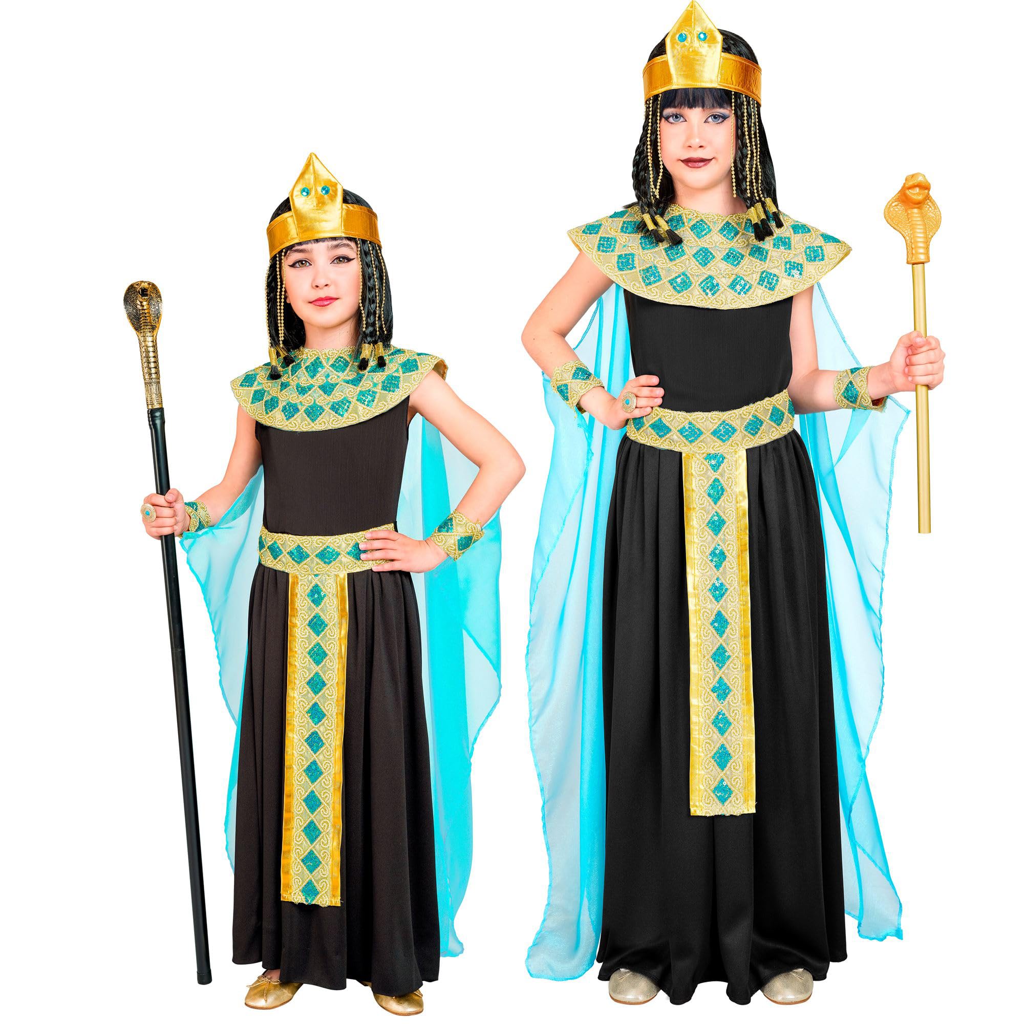 W WIDMANN MILANO Party Fashion - Costume da Cleopatra per bambini, abito, regina egiziana, costumi in maschera