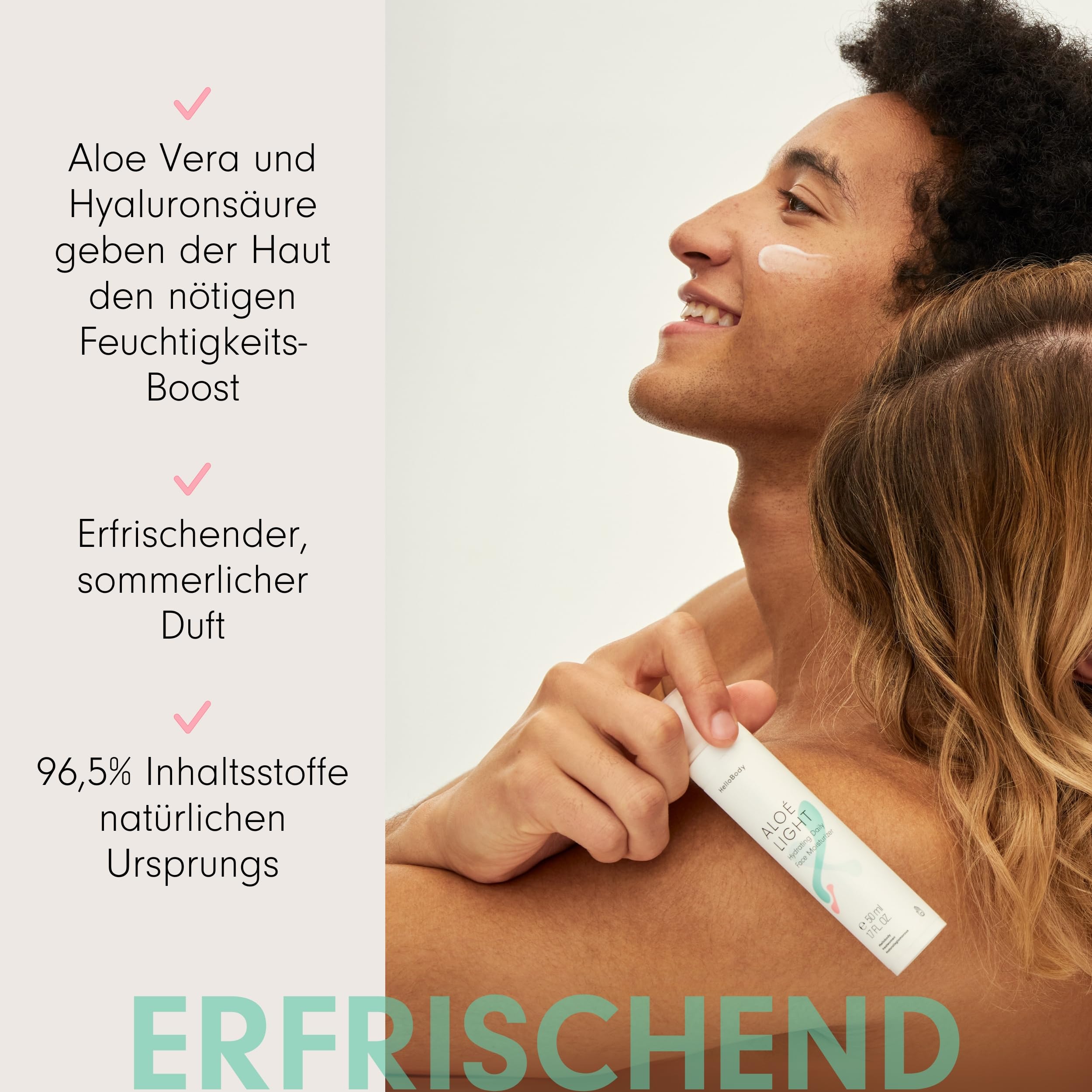 HelloBody Aloe Light Tagescreme mit Aloe Vera & Hyaluronsure   Feuchtigkeitsspendende Gesichtspflege  Fr trockene, dehydrierte &  empfindliche Haut  96,5% natrliche Inhaltsstoffe : Amazon.de: Kosmetik