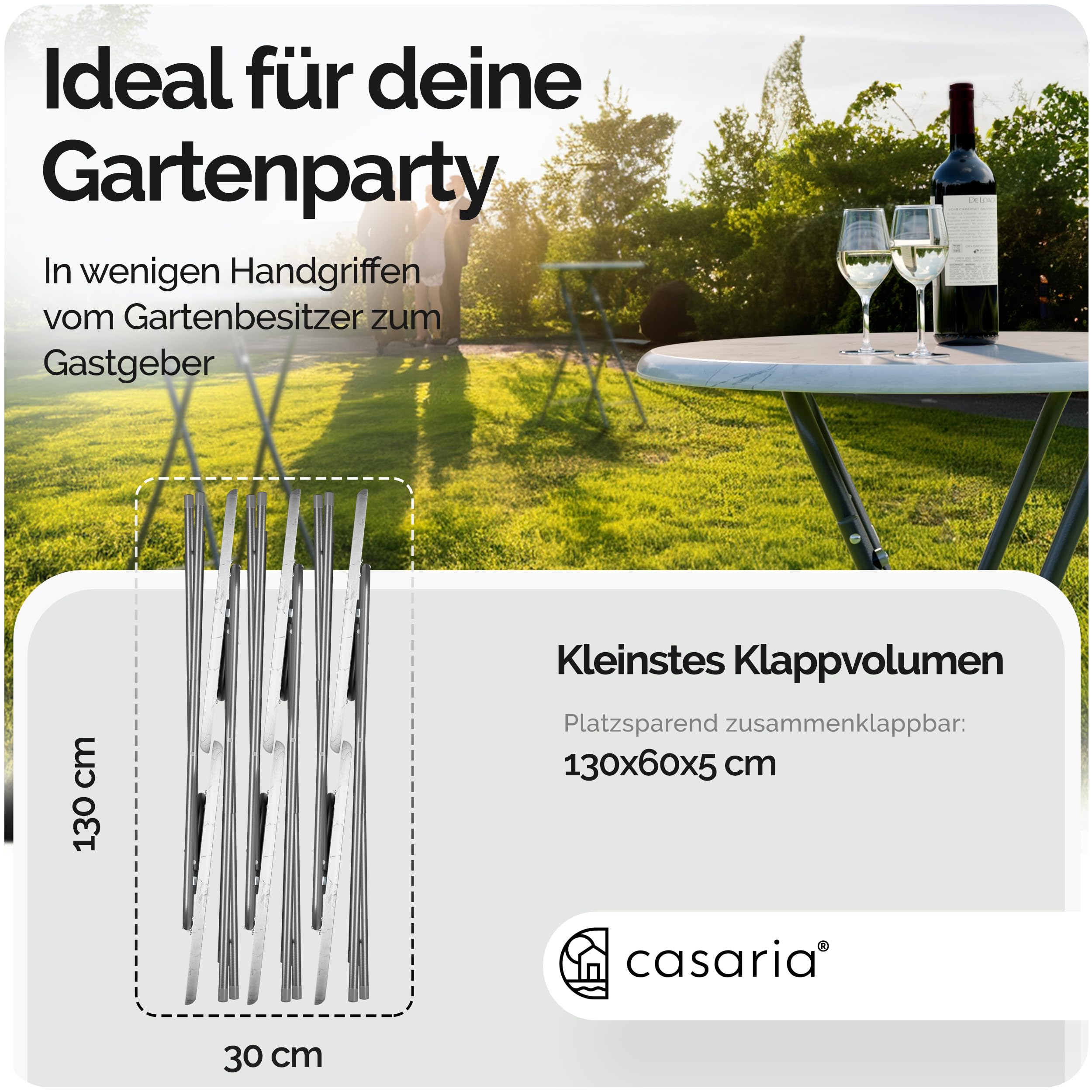 Casaria® Stehtisch 2er Set Klappbar Höhe 110cm Ø 60cm Marmor Optik Beistelltisch Klapptisch Bartisch Cocktail Party Rund Hochtisch Gartentisch weiß