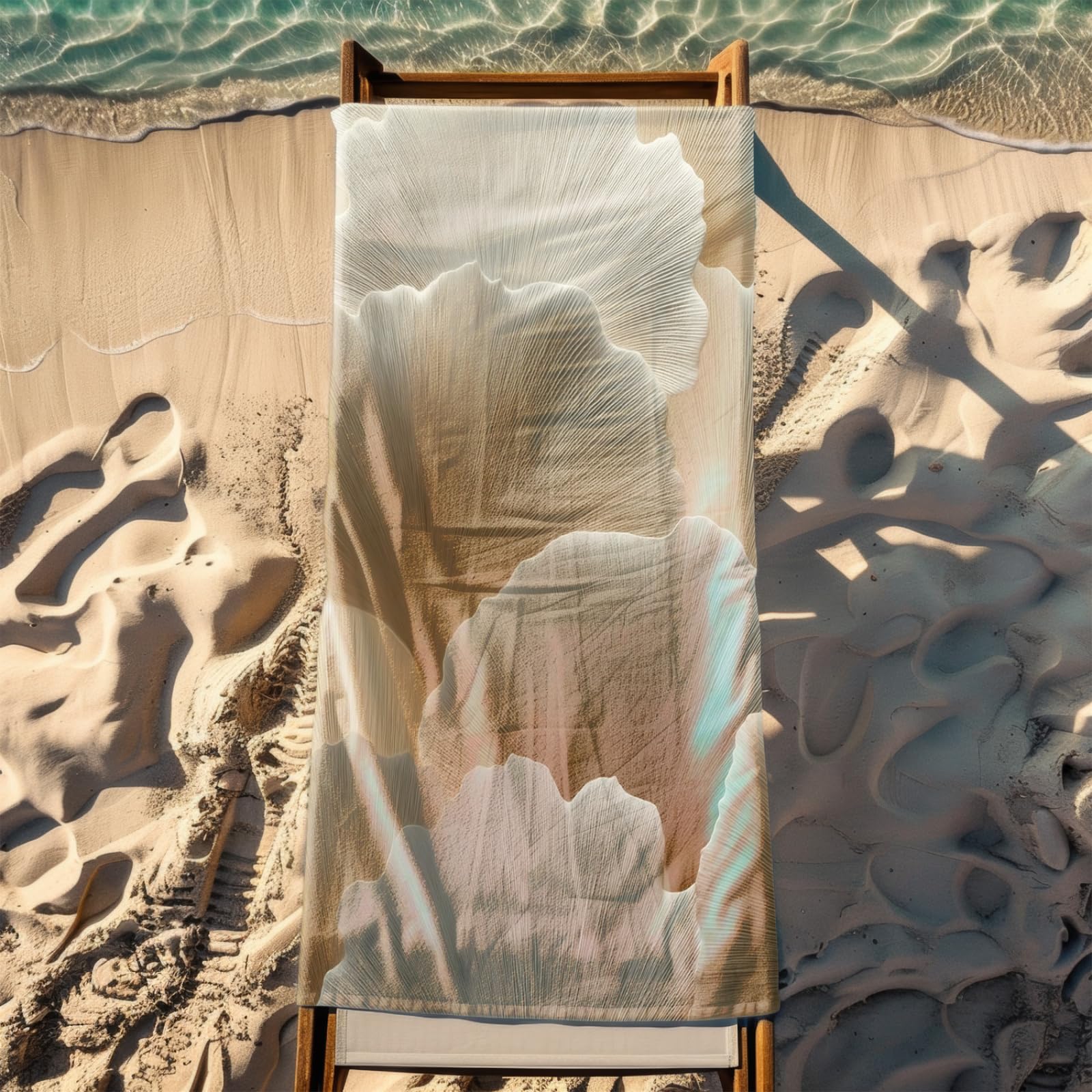 Générique Serviette de Plage 90X180 Modèle Blanc Marron Clair