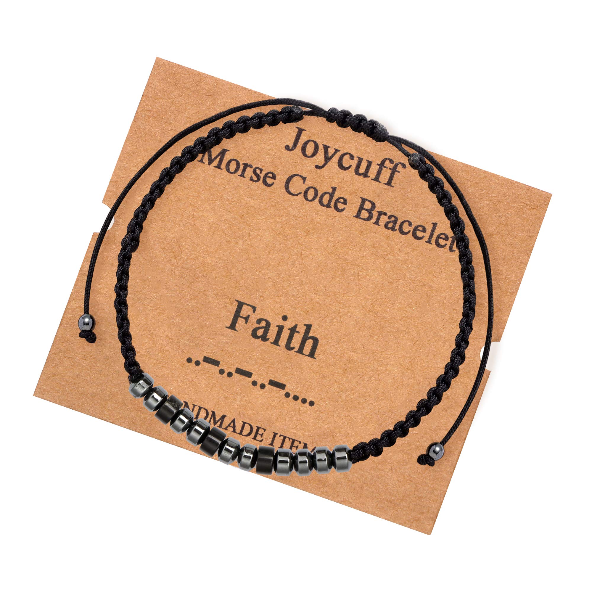 JoycuFF Faith Morse Code Inspirational Bracelets for Women Handmade Weave Warp Jewelry Best Friend Mom for Coworker Sister Daughter Birthday Mother's Day Gifts Fashion