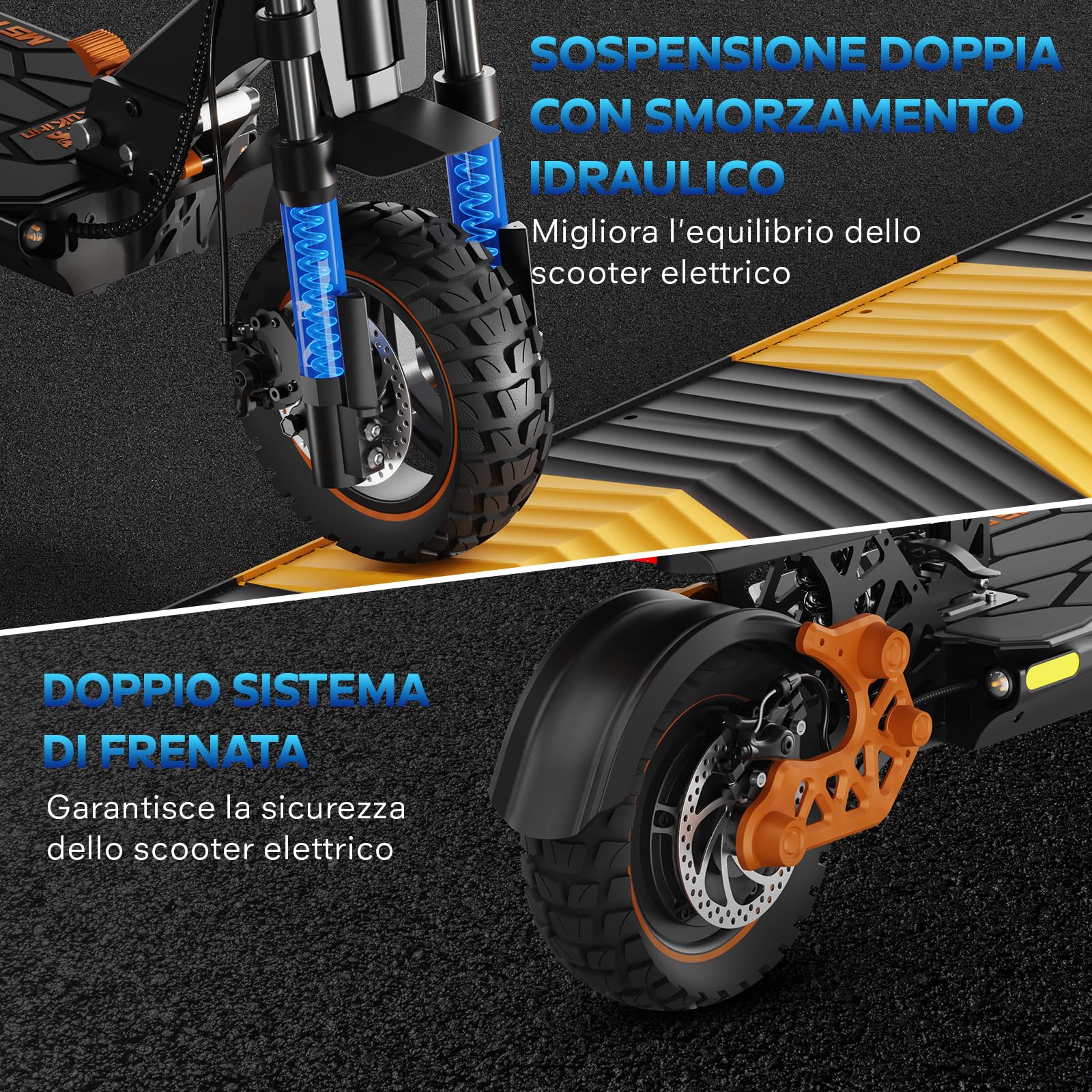 M5 Pro Monopattino Elettrico Adulti, Scooter Pieghevole, Batteria 48V 20.8Ah, Autonomia 70-80km, Pneumatici All Terrain 11 Pollici, 3 Modalità Di Velocità, Display Intelligent