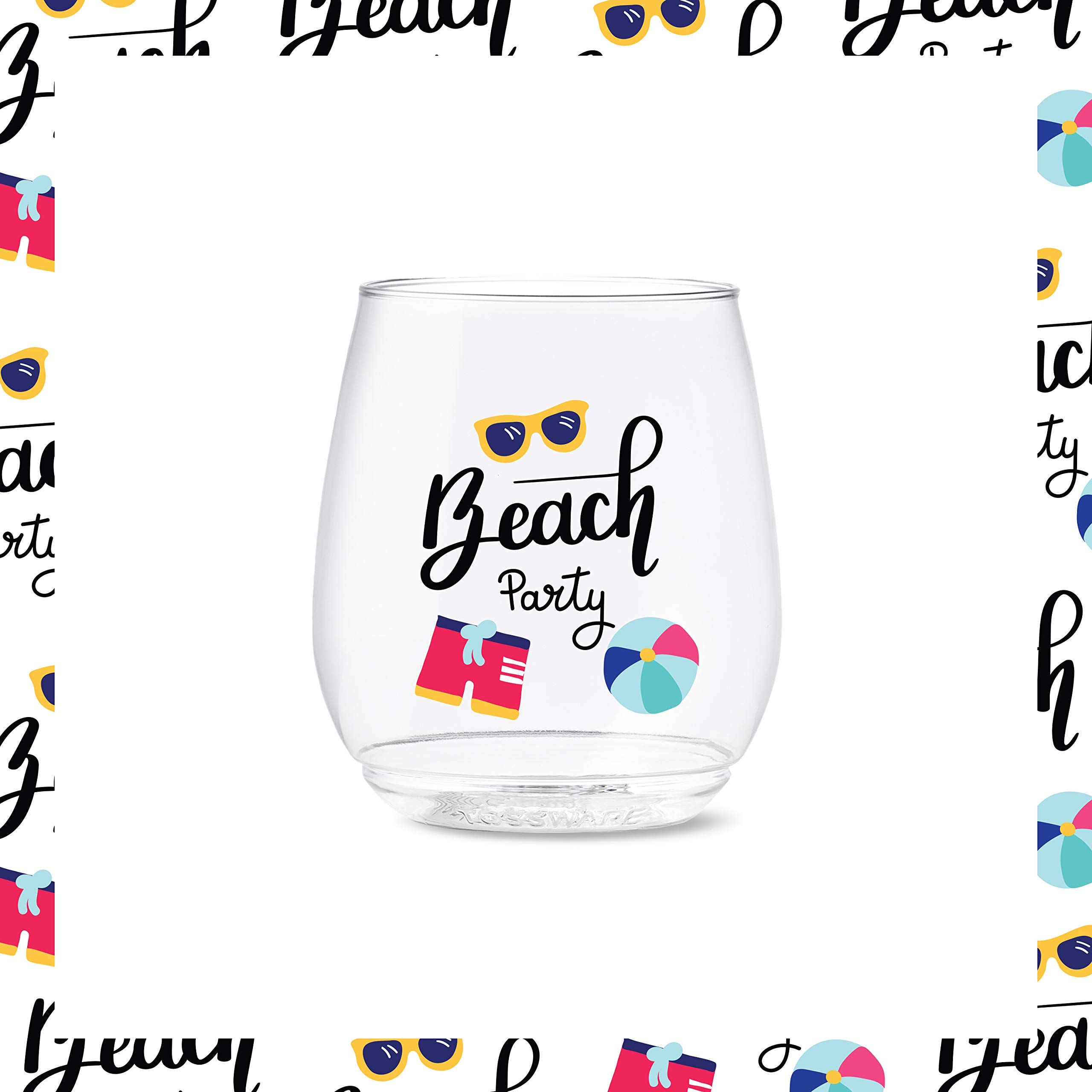 TOSSWARE POP Vino Summer Sips 1 Series - Juego de 6 copas de vino de plástico transparente, reciclables, irrompibles y de 397 ml