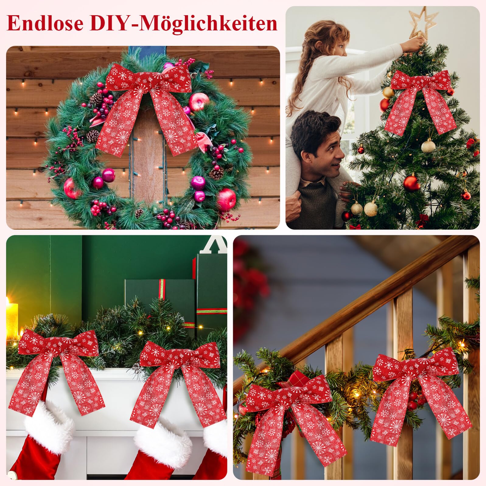 Sackleinenband mit Schneeflocken 10cm Breites Weihnachts Bastelband Juteband für Heimdekoration Hochzeit Selbstgemacht Weihnachtsdeko