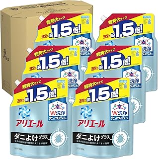 【ケース販売】アリエール 液体 ダニよけプラス 洗濯洗剤 詰め替え 超特大 1.36kg×6個