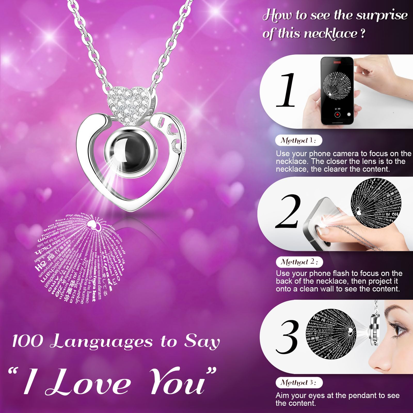 Hnustbo Rosa Eterna Stabilizzata con Collana I Love You, Rose Orso Originale Regalo per Donna Fidanzata Mamma Madre Nonna Moglie per San Valentino,Festa della Mamma,Compleanno,Natale